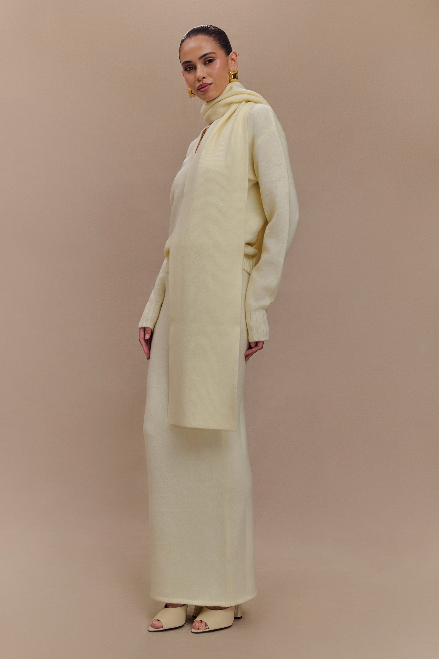 Jupe Maxi Tricot Elise - Ivoire Marbré