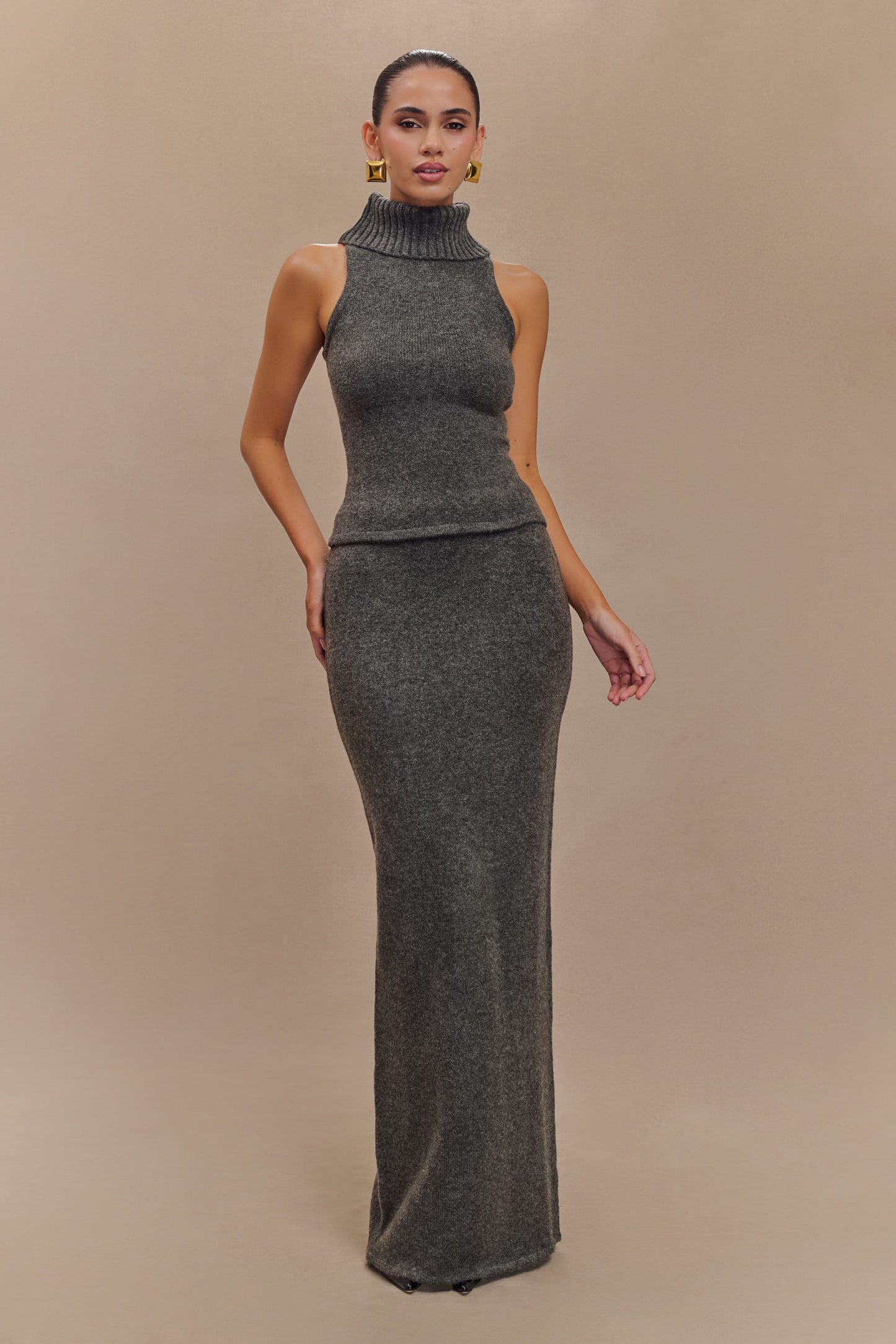Jupe Maxi Tricot Elise - Gris Anthracite