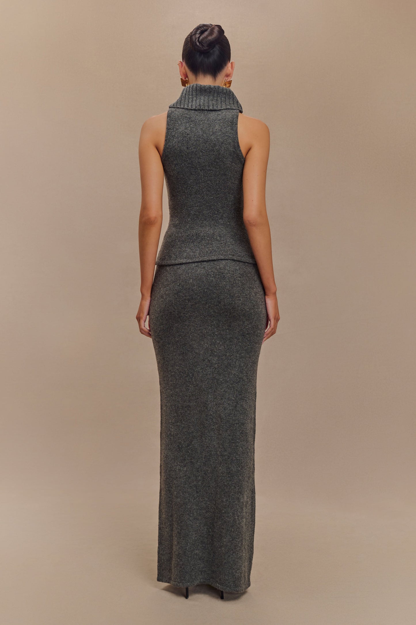 Top en tricot à col montant Elise - Gris anthracite chiné