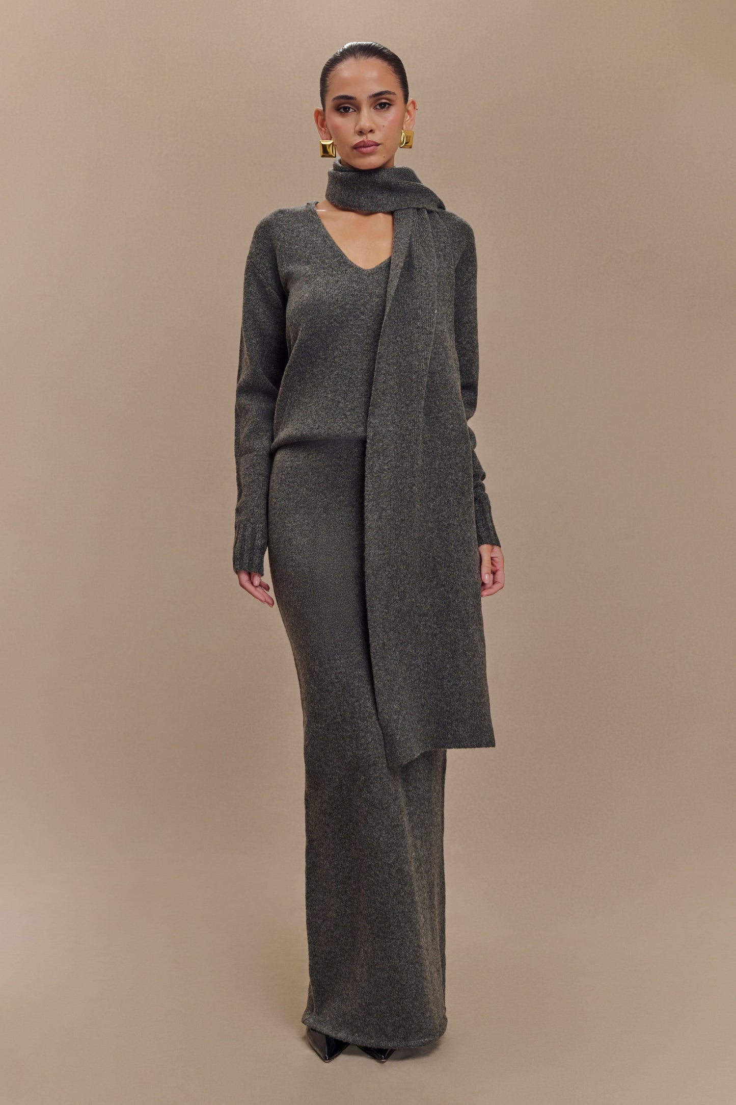 Jupe Maxi Tricot Elise - Gris Anthracite