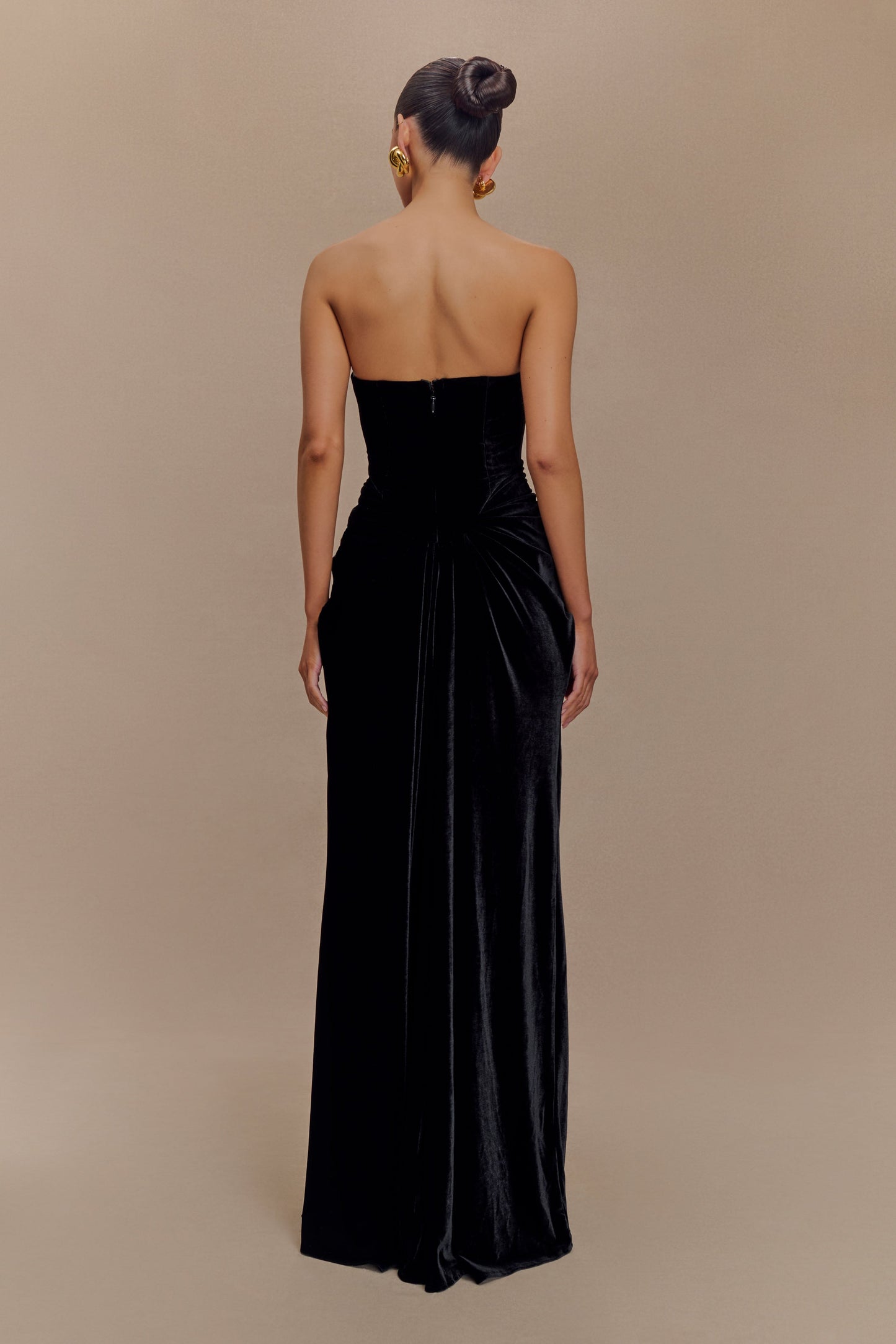 Robe Maxi en Velours Sans Bretelles Paige - Noir