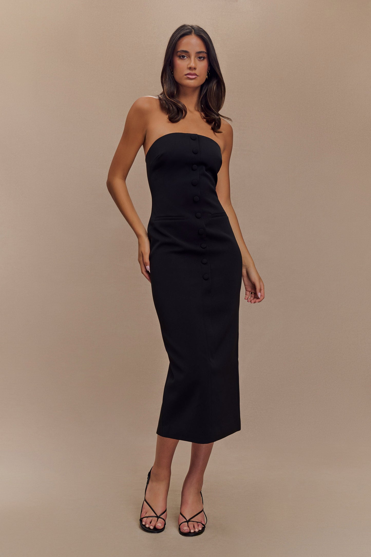 Robe midi sans bretelles Sussan - Noir