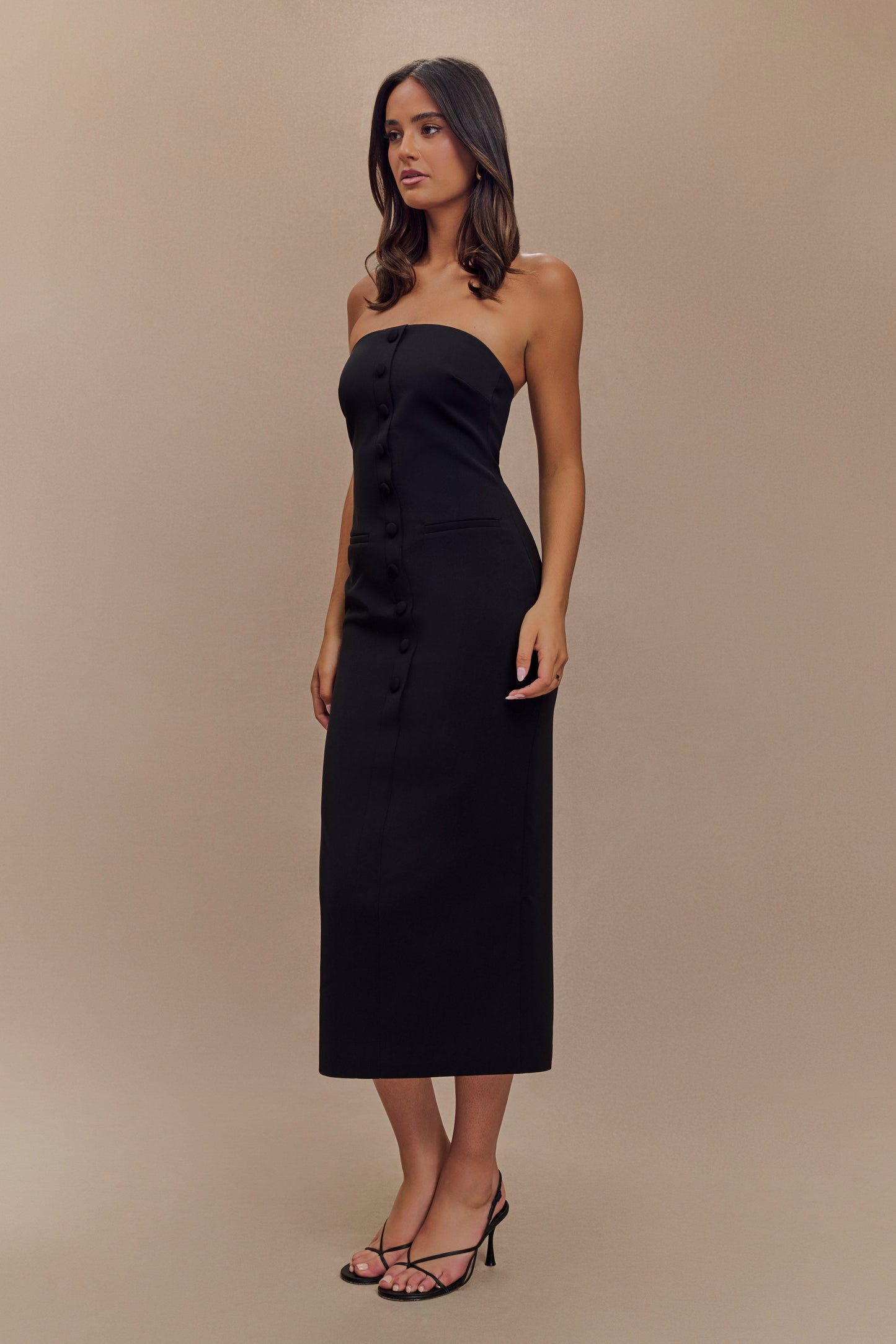 Robe midi sans bretelles Sussan - Noir