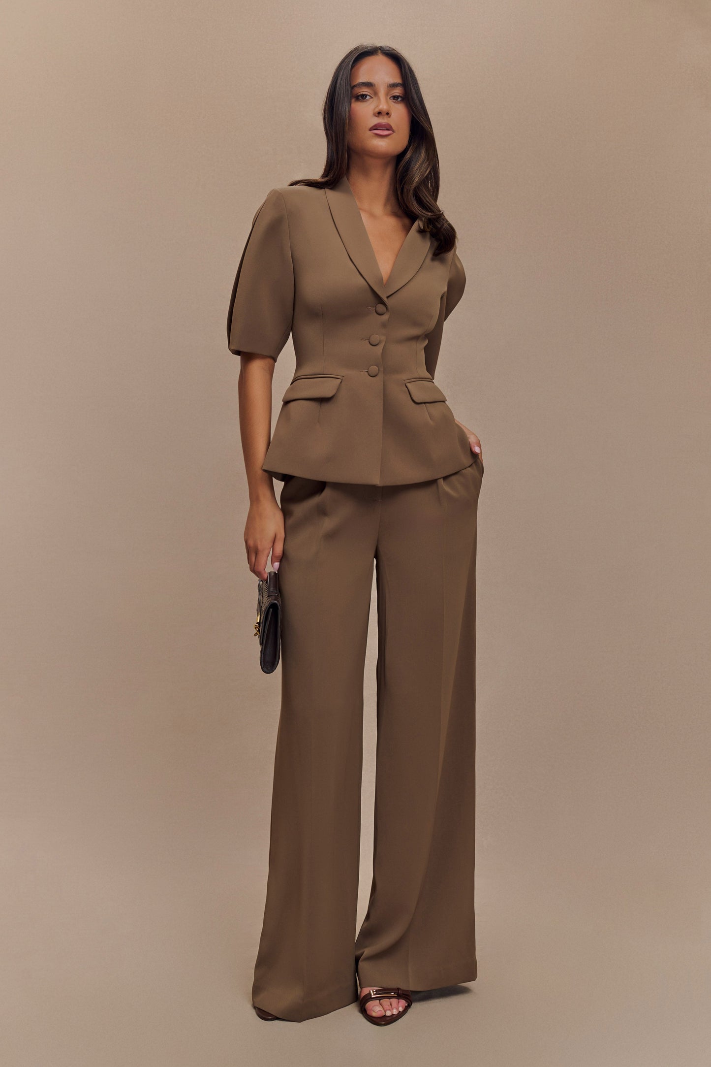 Pantalon large Faith Suiting - Brun Cacao