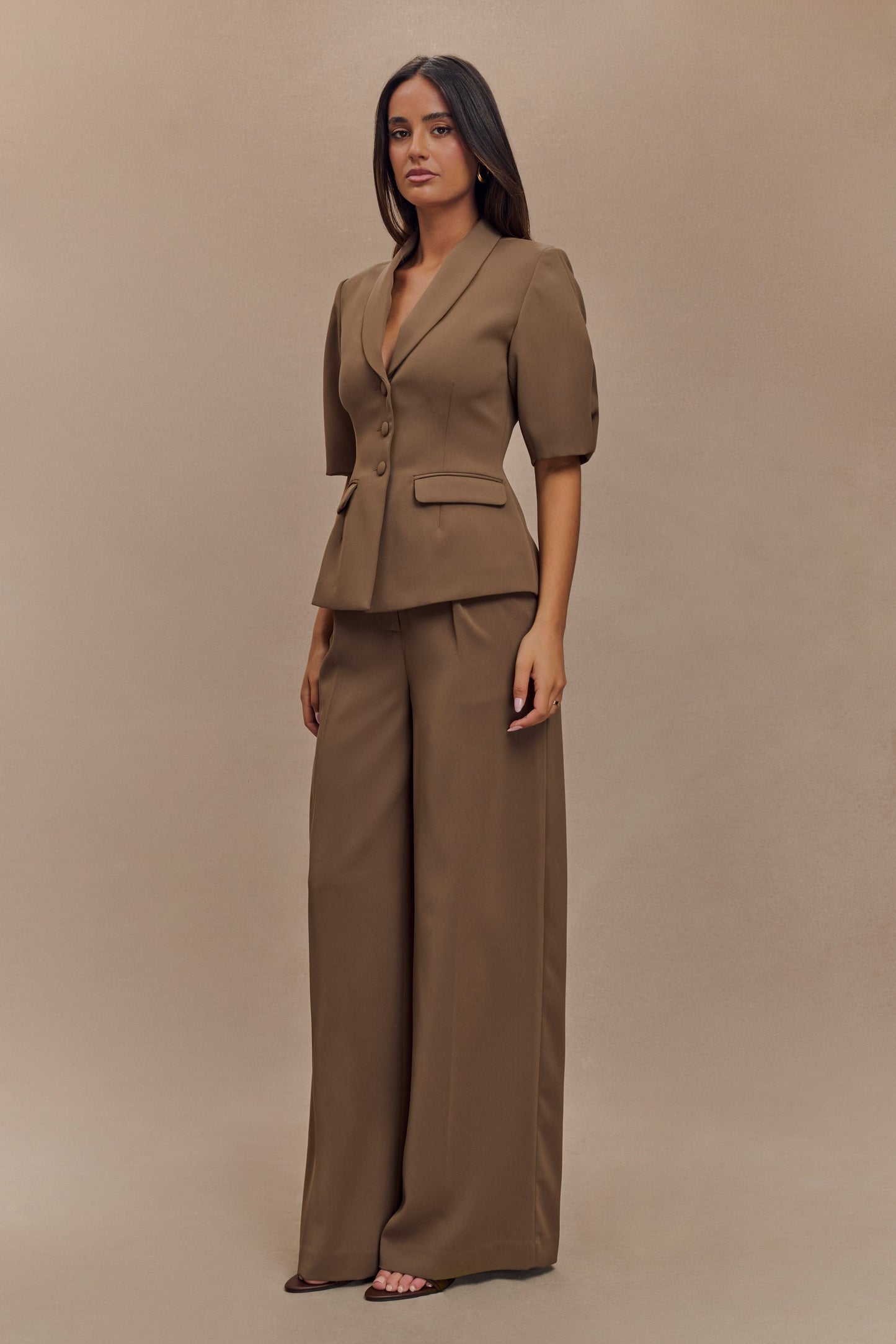 Pantalon large Faith Suiting - Brun Cacao