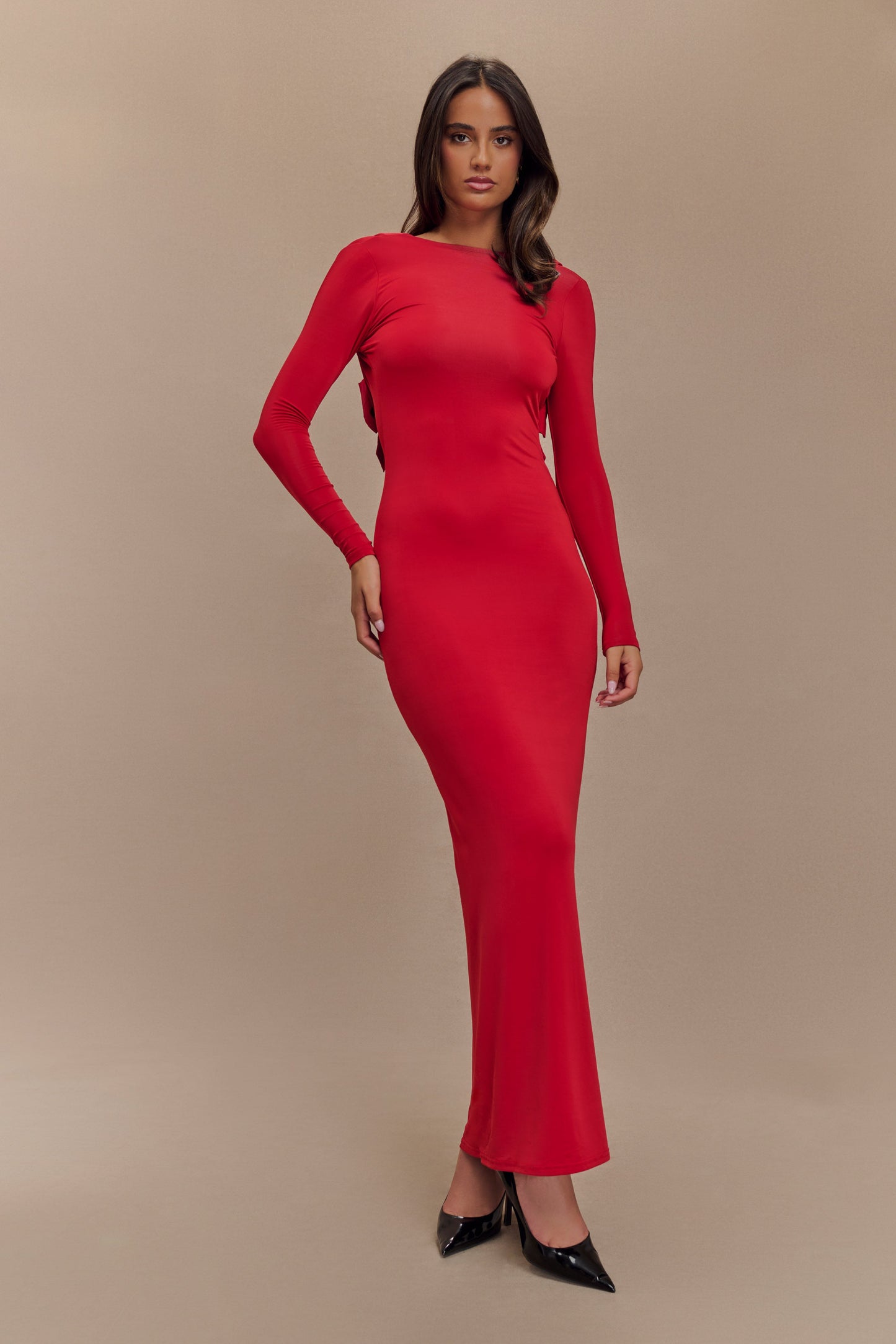 Robe Maxi Évasée à Manches Longues Bennett - Rubis