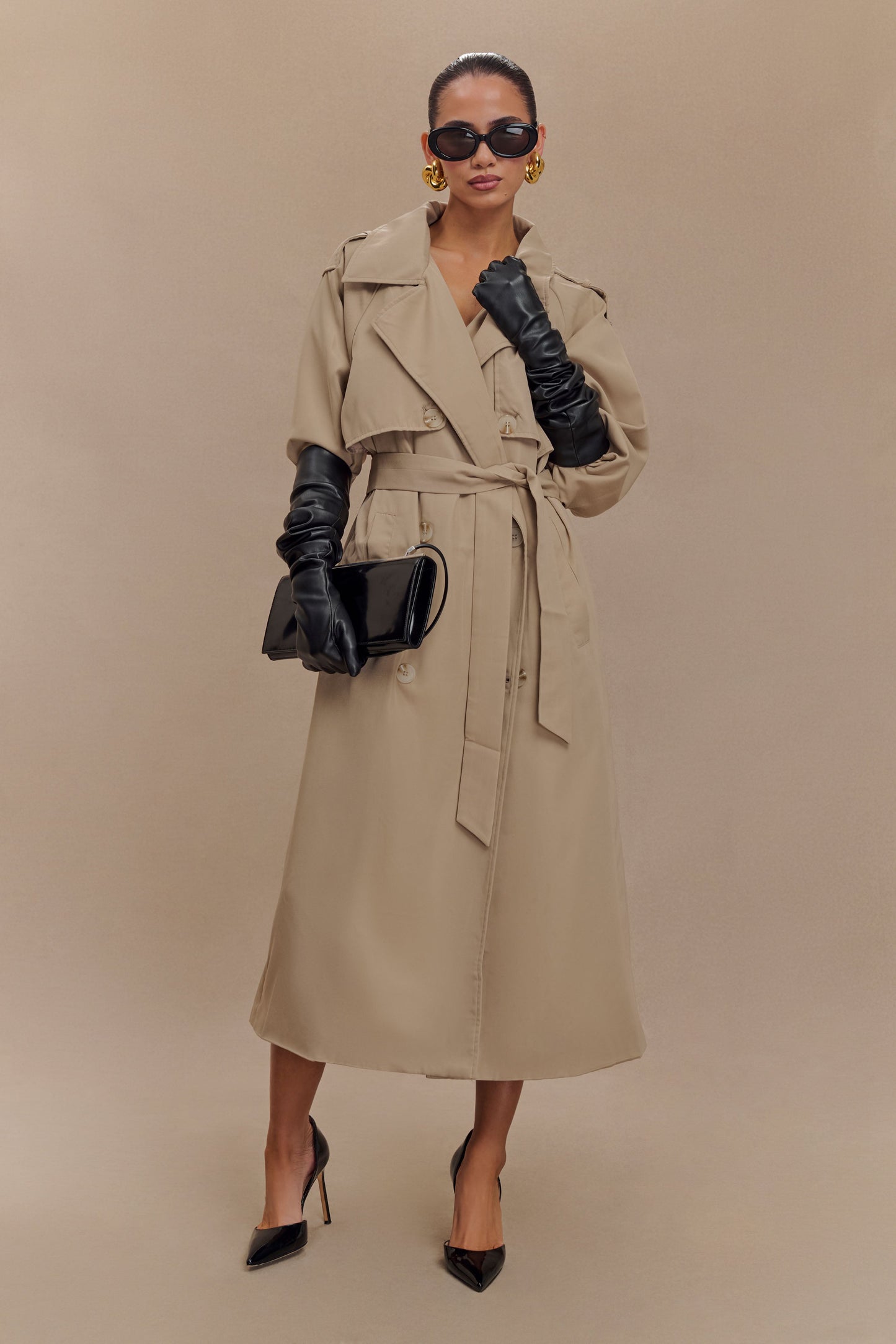 Gants en simili cuir jusqu'au coude Jasper - Noir