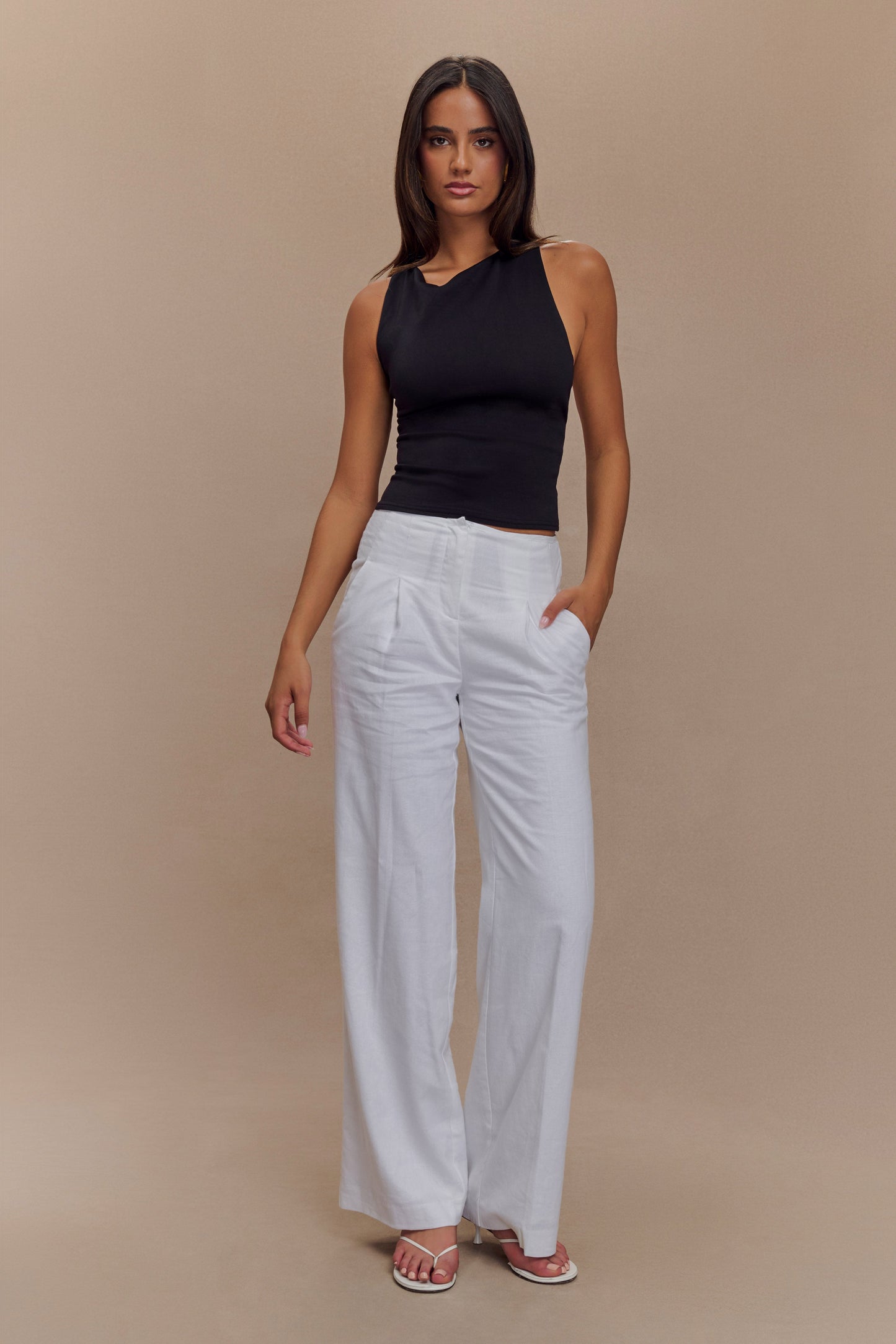 Top asymétrique en jersey scuba Catelyn - Noir