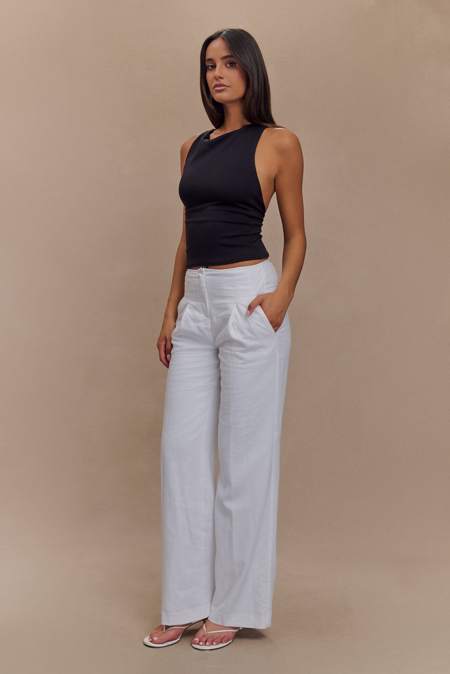 Top asymétrique en jersey scuba Catelyn - Noir