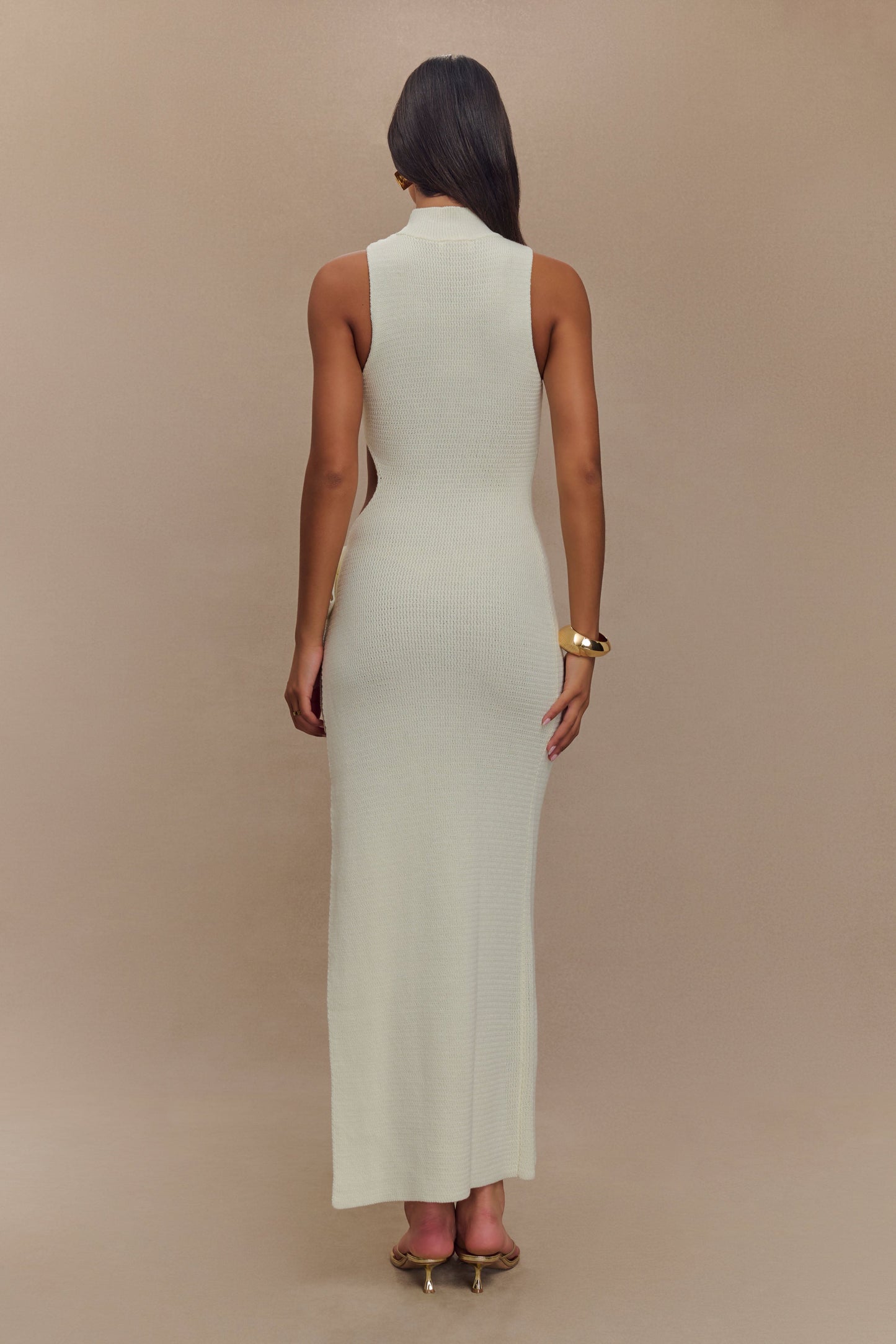 Robe Maxi en Tricot à Découpes - Ivoire