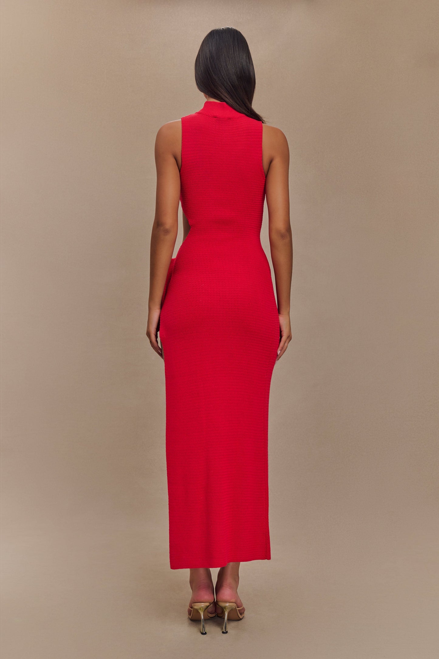 Robe Maxi Tricot Perforée Stephanie - Rouge