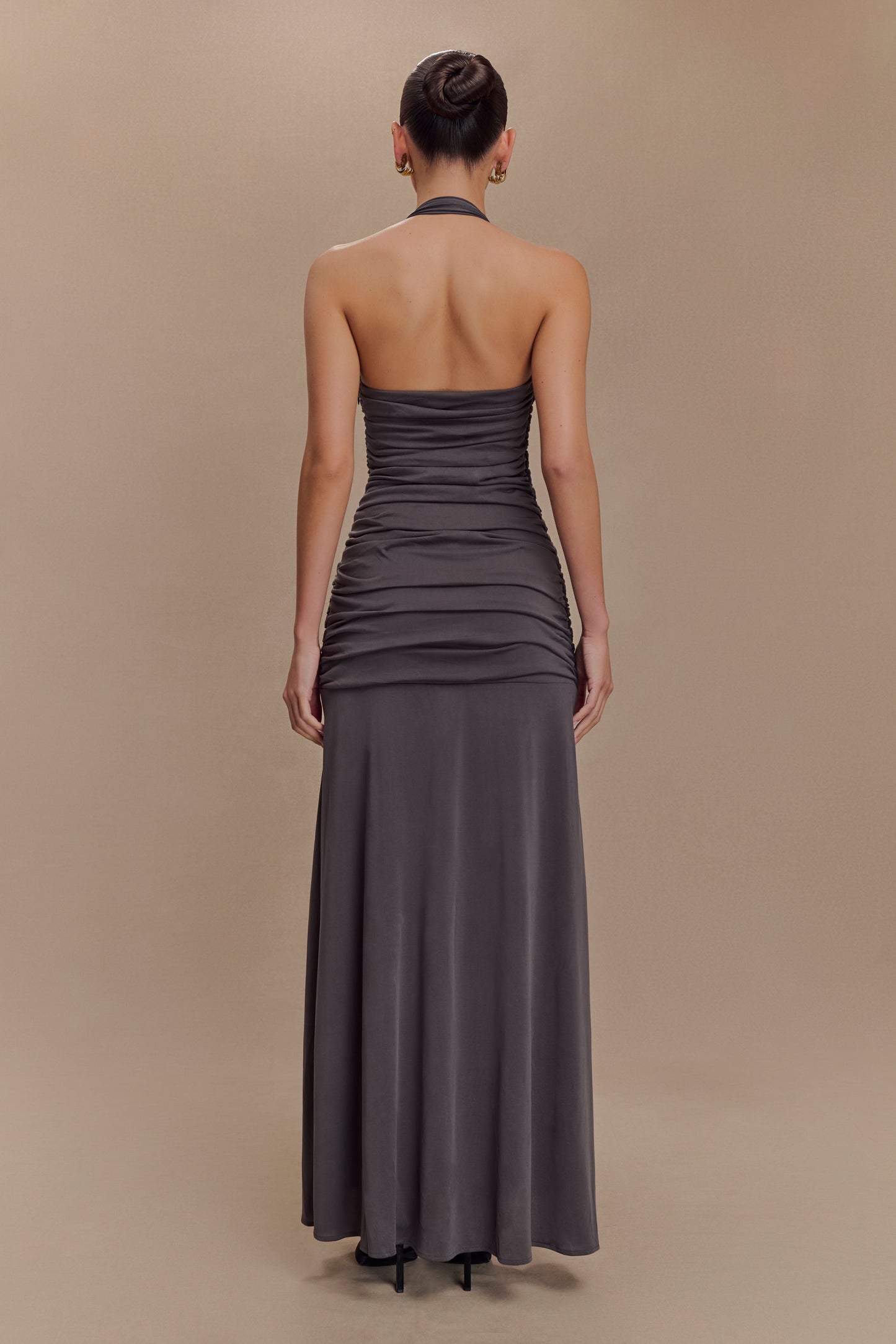 Robe Maxi Halter en Jersey Pêche de Bentley - Anthracite