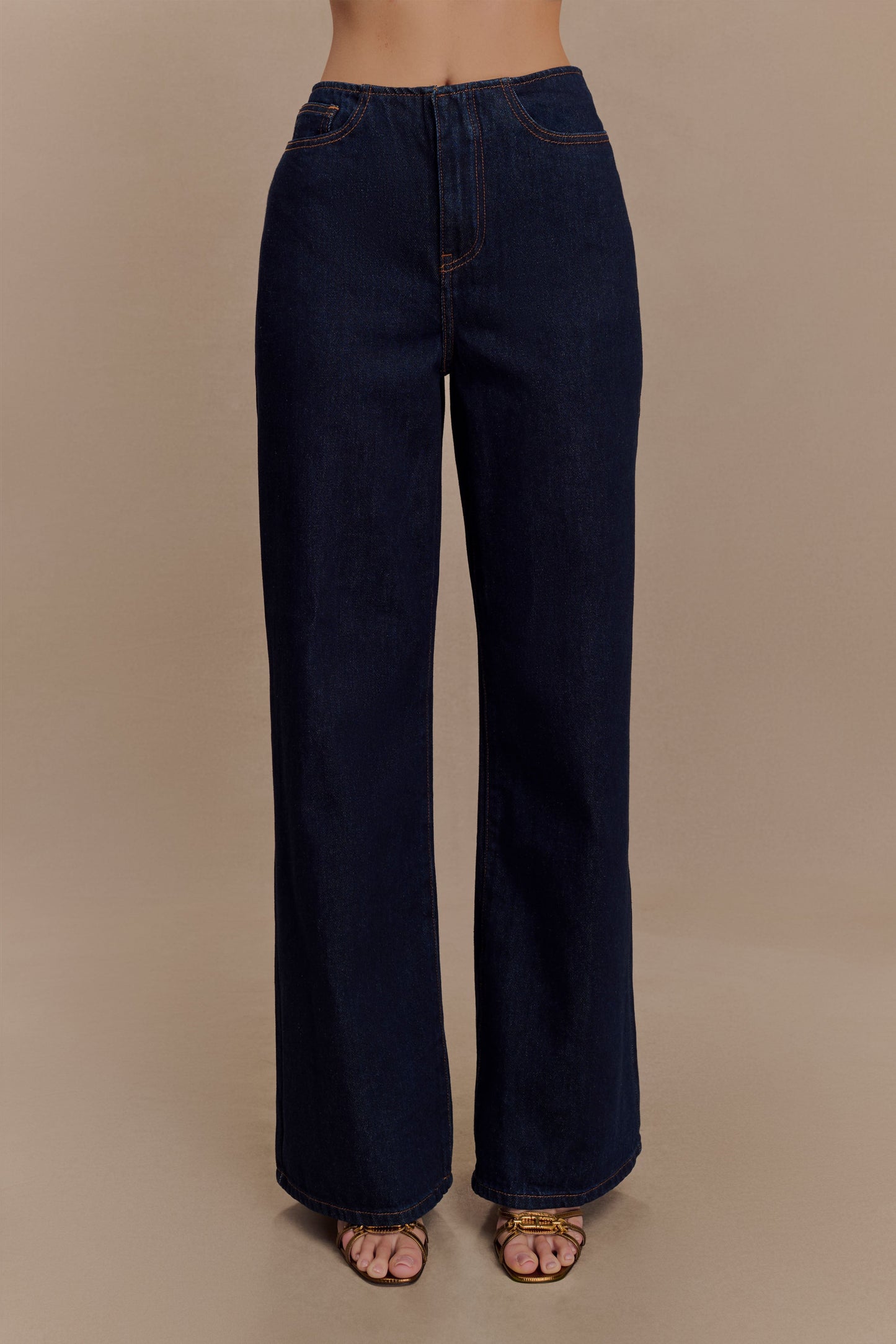 Jeans en jean taille mi-hauteur Caitlin - Bleu indigo