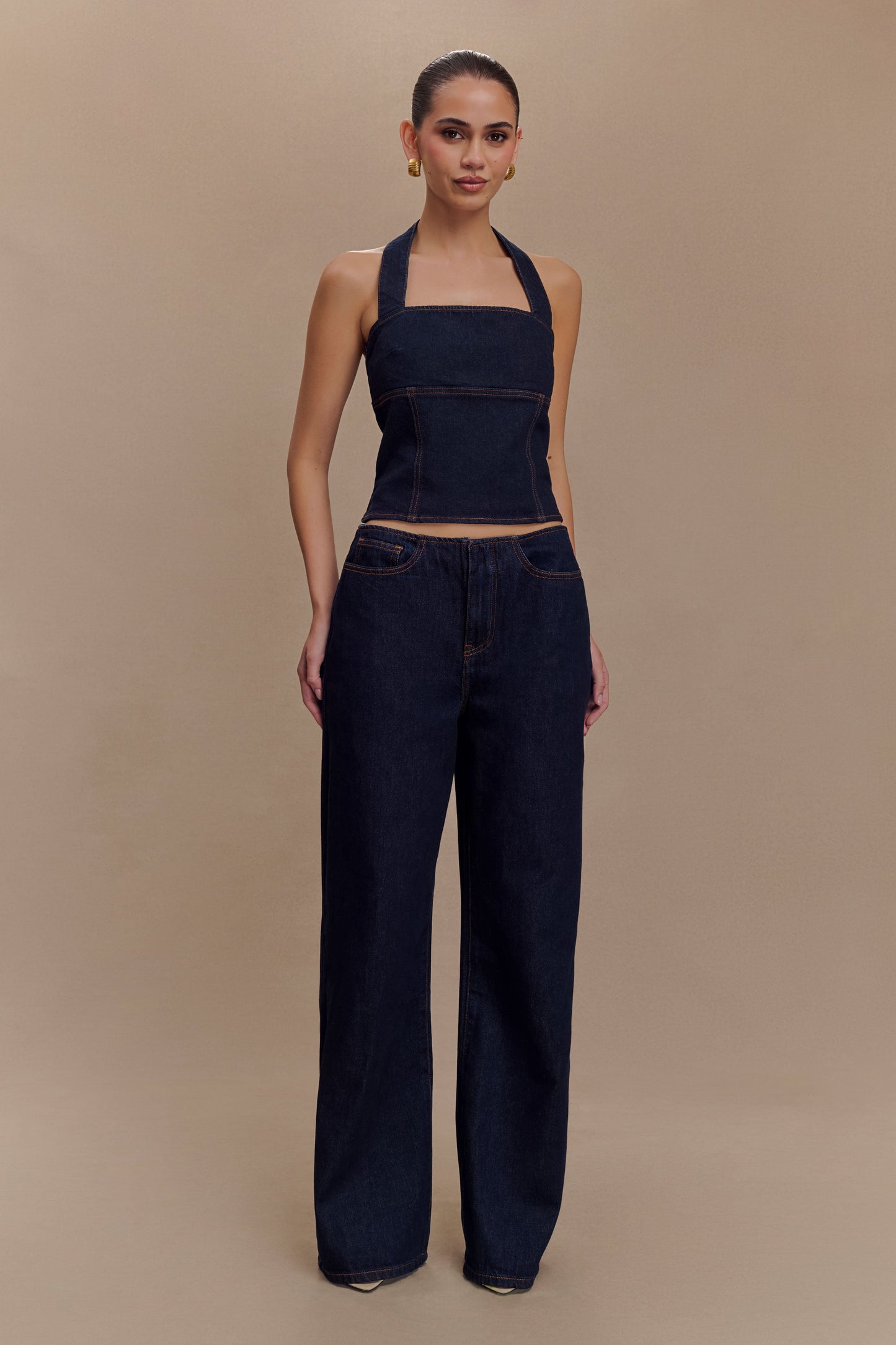 Jeans en jean taille mi-hauteur Caitlin - Bleu indigo