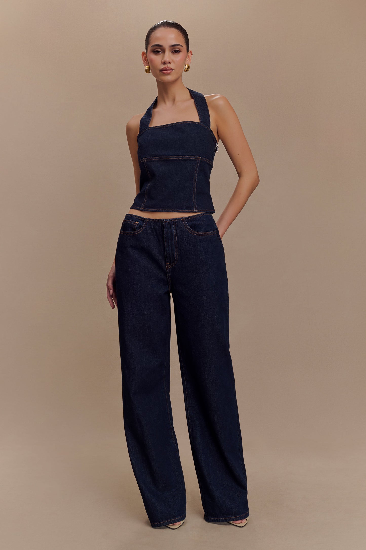 Jeans en jean taille mi-hauteur Caitlin - Bleu indigo