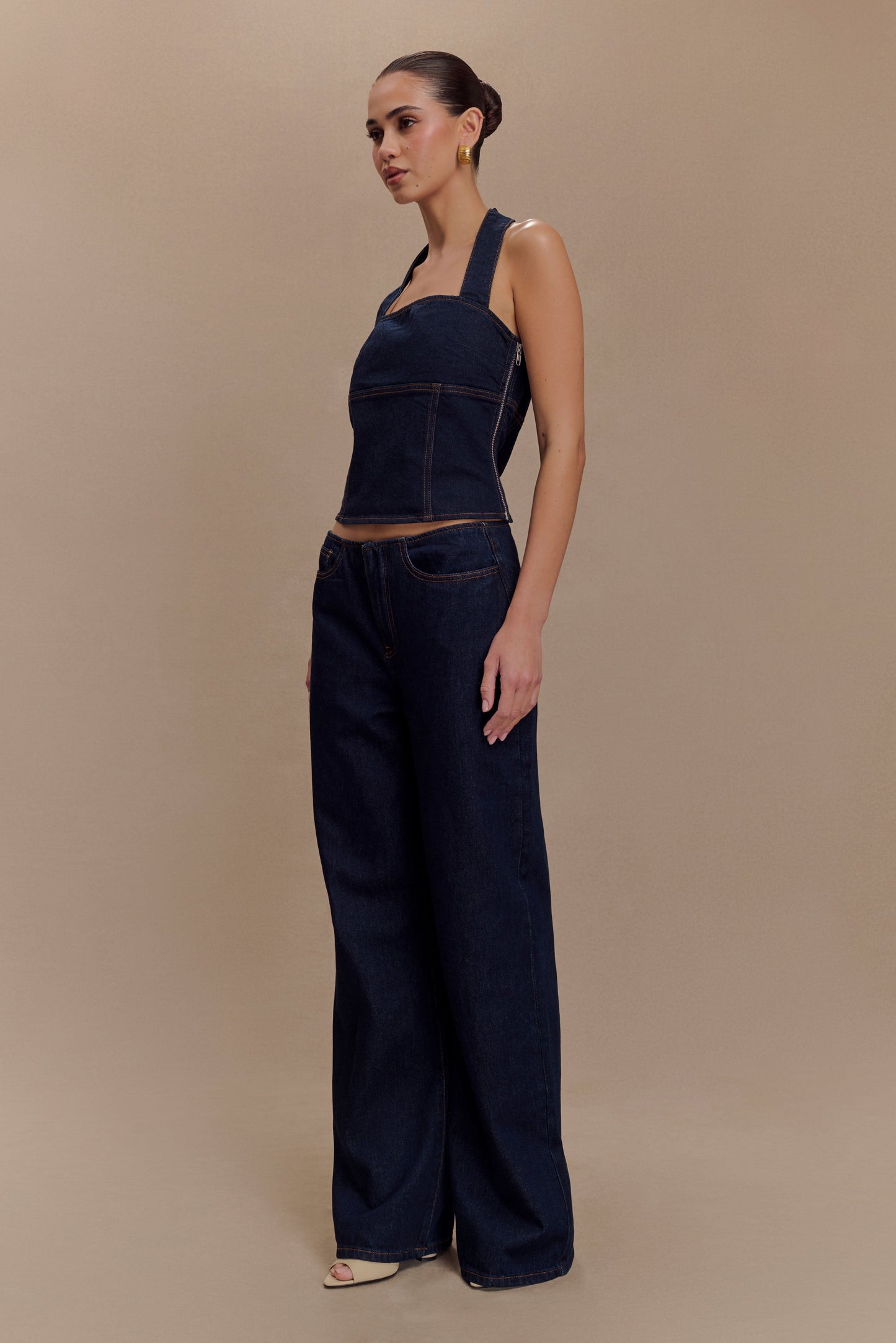 Jeans en jean taille mi-hauteur Caitlin - Bleu indigo