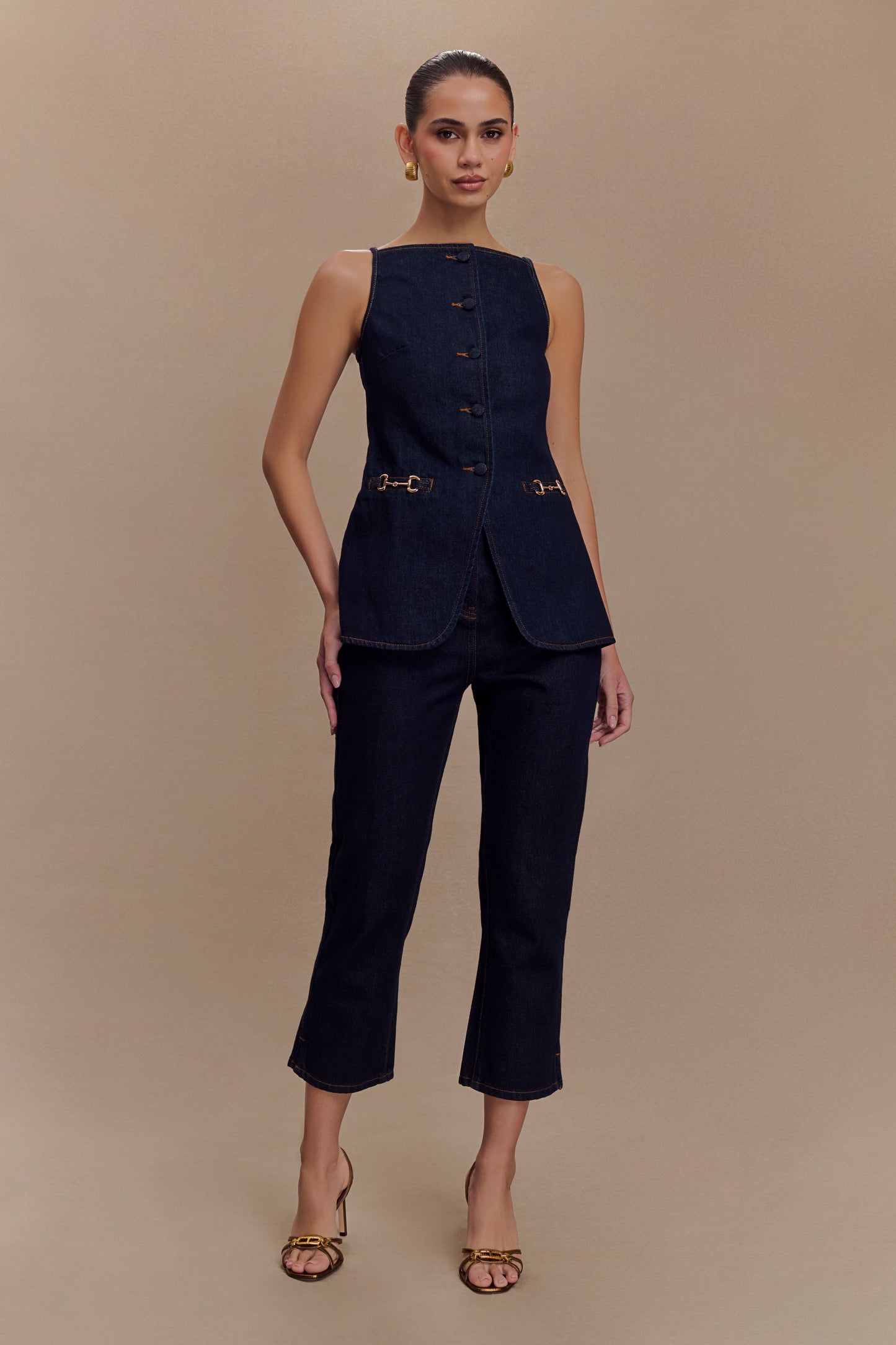Pantalon capri en jean Hudson - Bleu indigo
