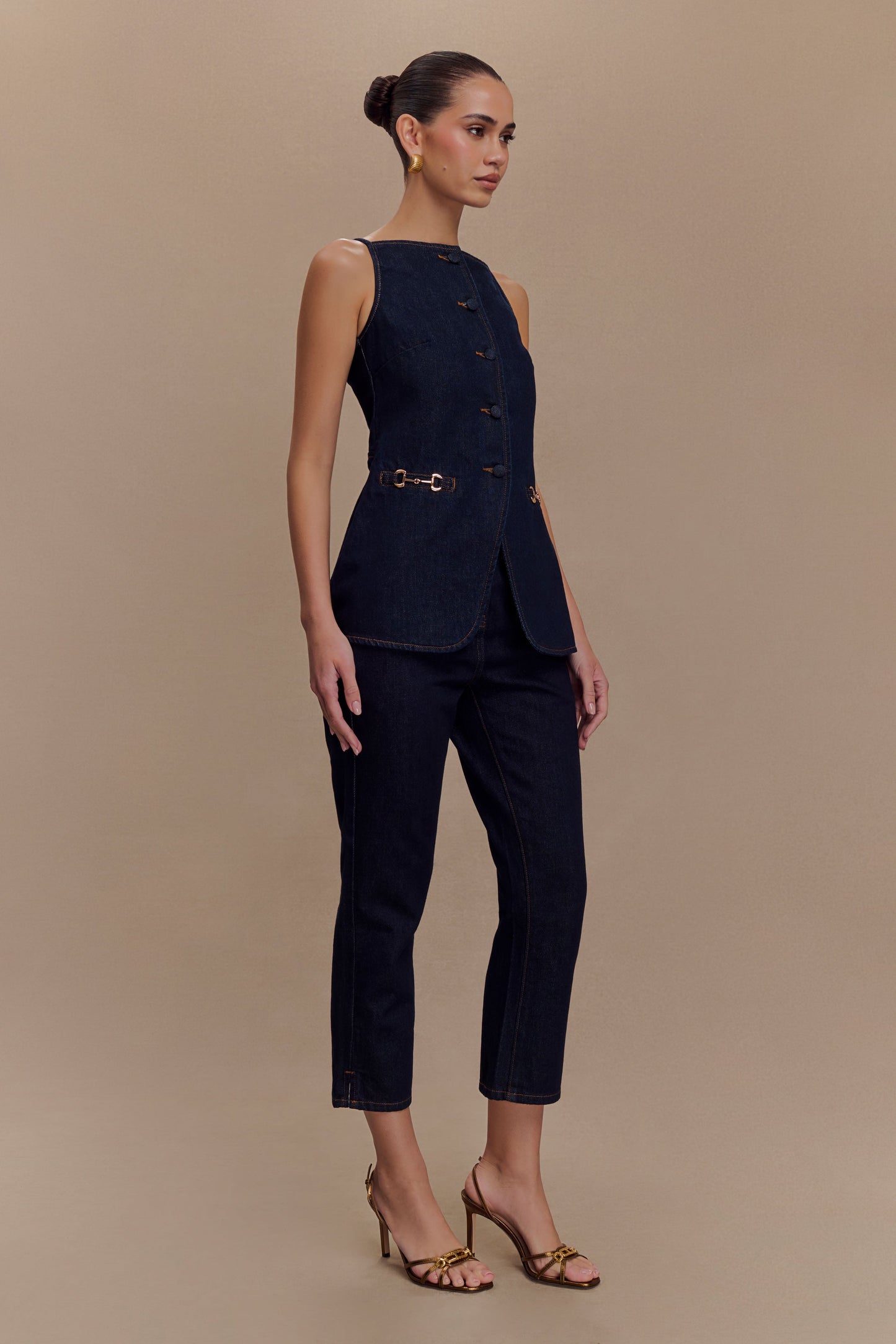 Pantalon capri en jean Hudson - Bleu indigo