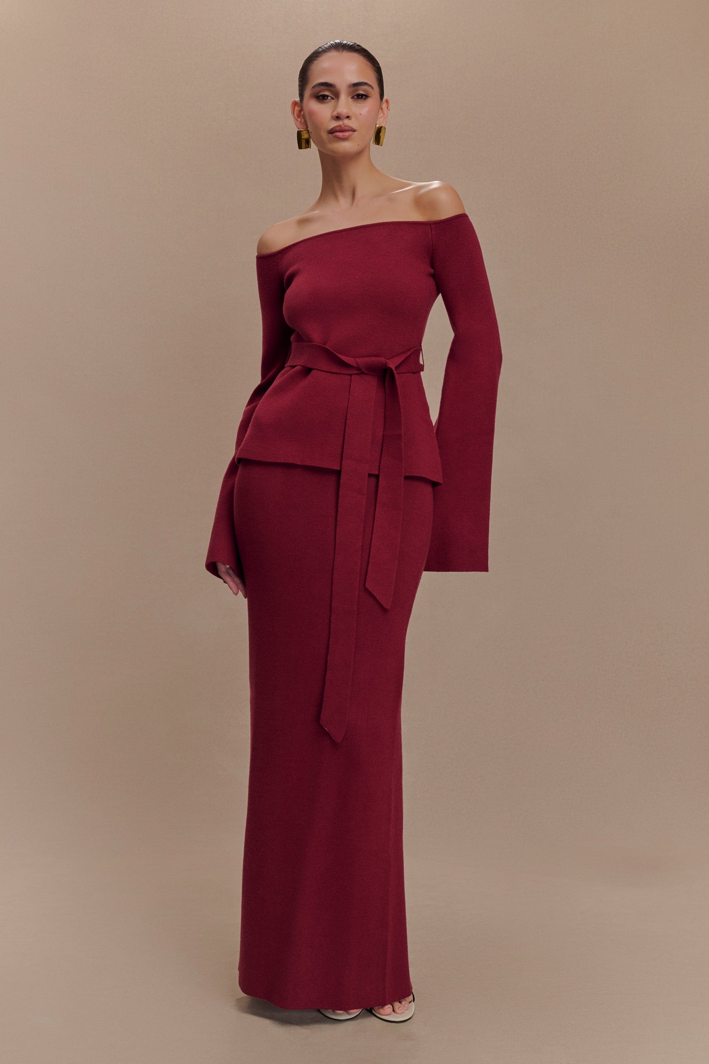Jupe Maxi Tricot Kyle - Rouge Cerise
