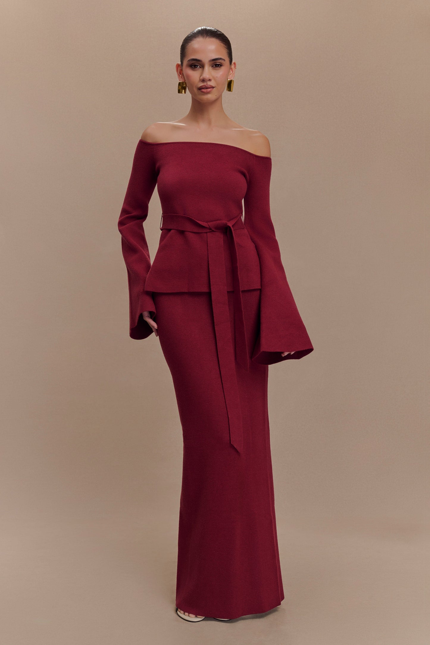 Jupe Maxi Tricot Kyle - Rouge Cerise