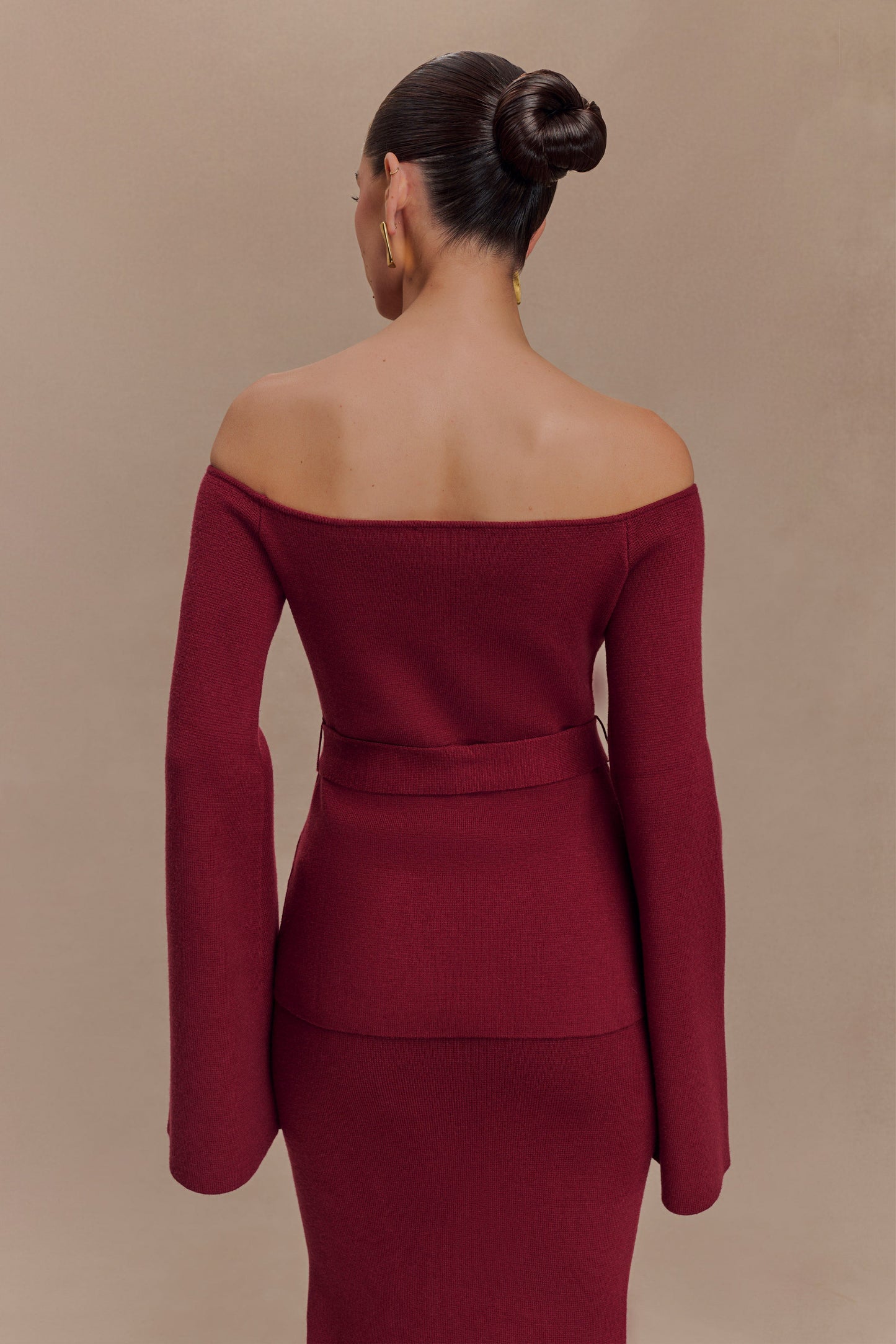 Top en tricot Kyle à épaules dénudées - Rouge cerise