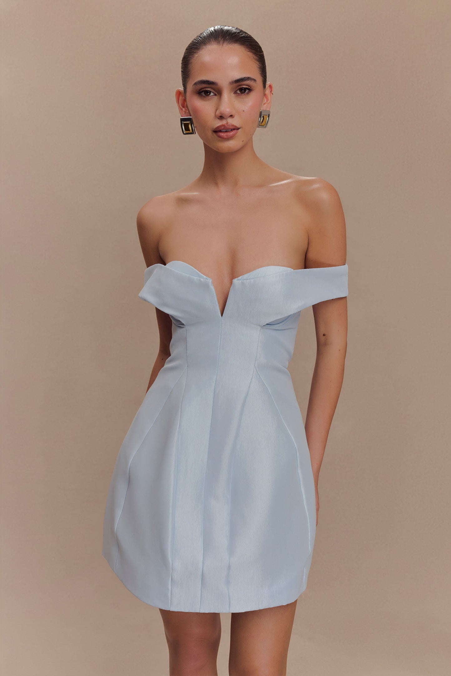 Mini-robe Diana à épaules dénudées - Bleu bébé poudré