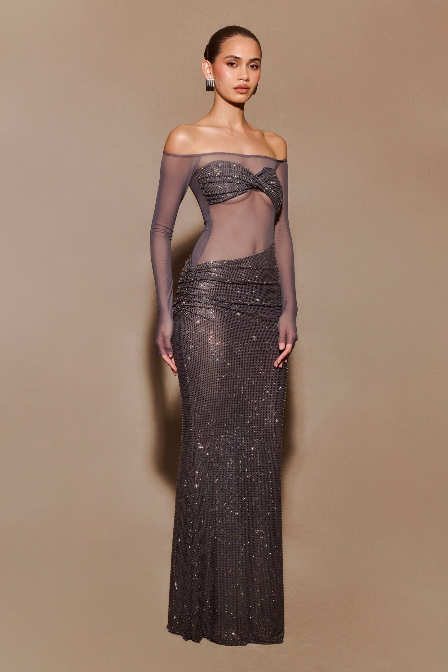 Robe longue débardeur Nash Diamante - Gris anthracite