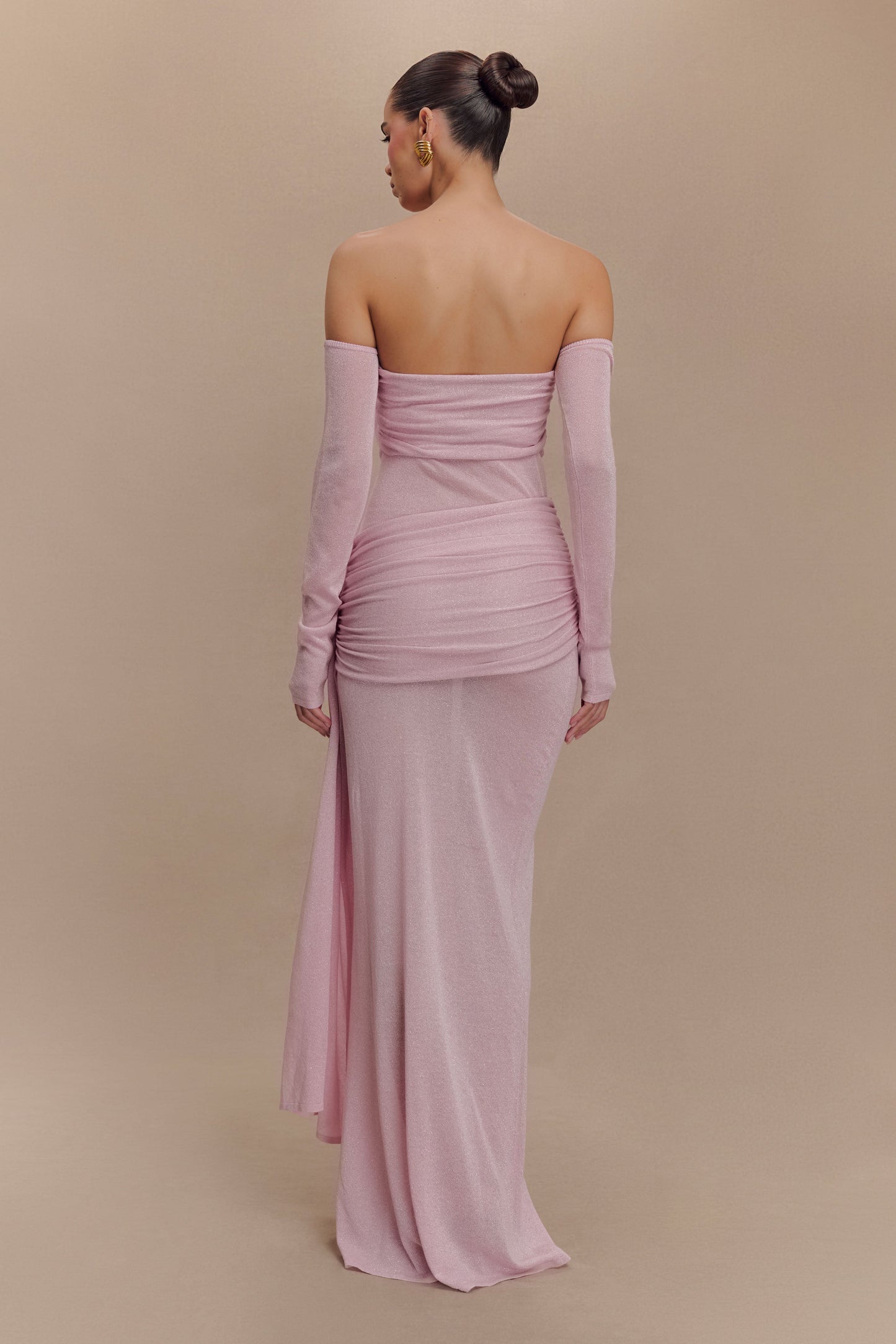Robe Maxi en Tricot Métallisé Ingrid - Rose Poussière