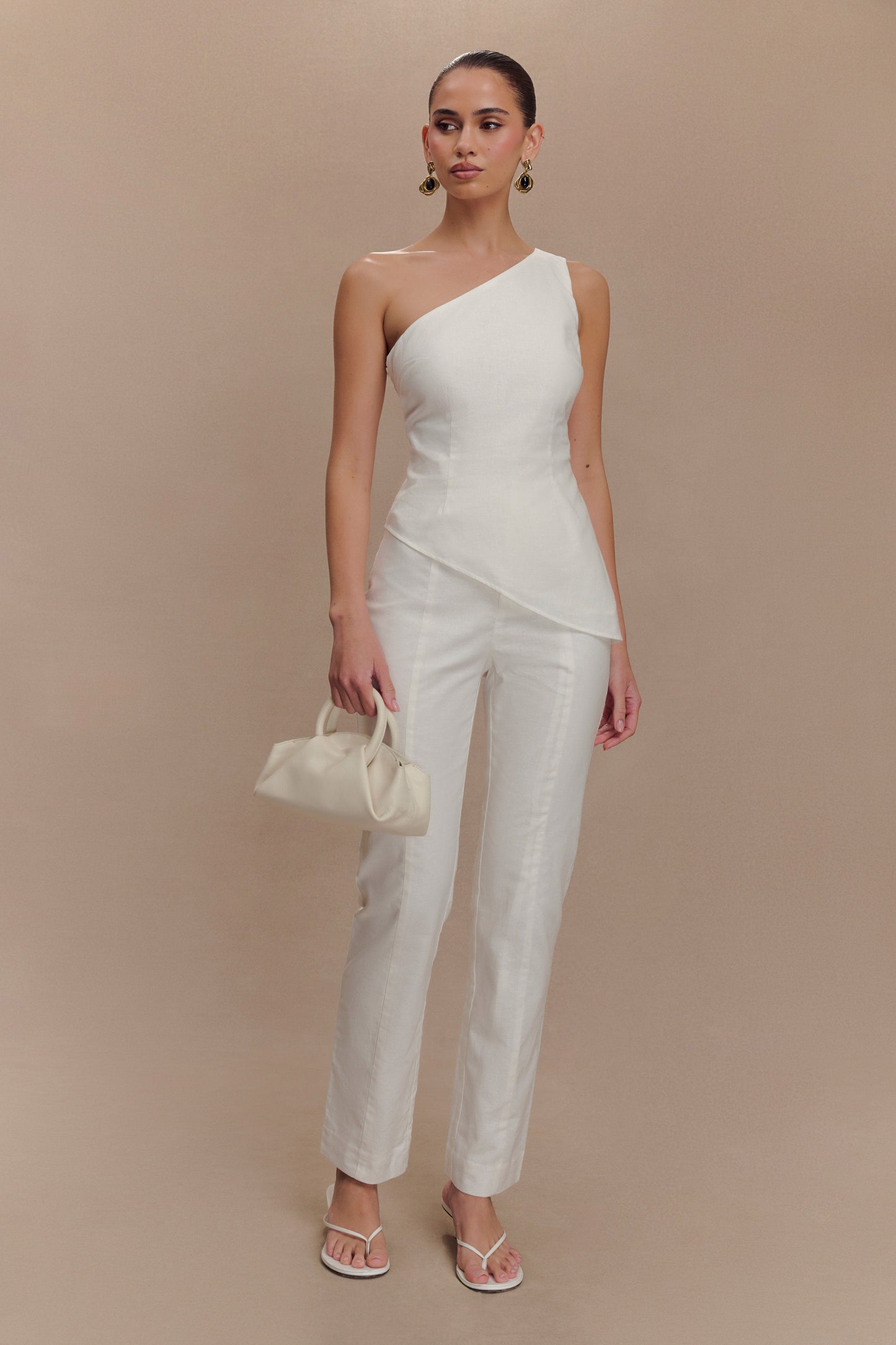 Pantalon droit en lin Dora - Ivoire