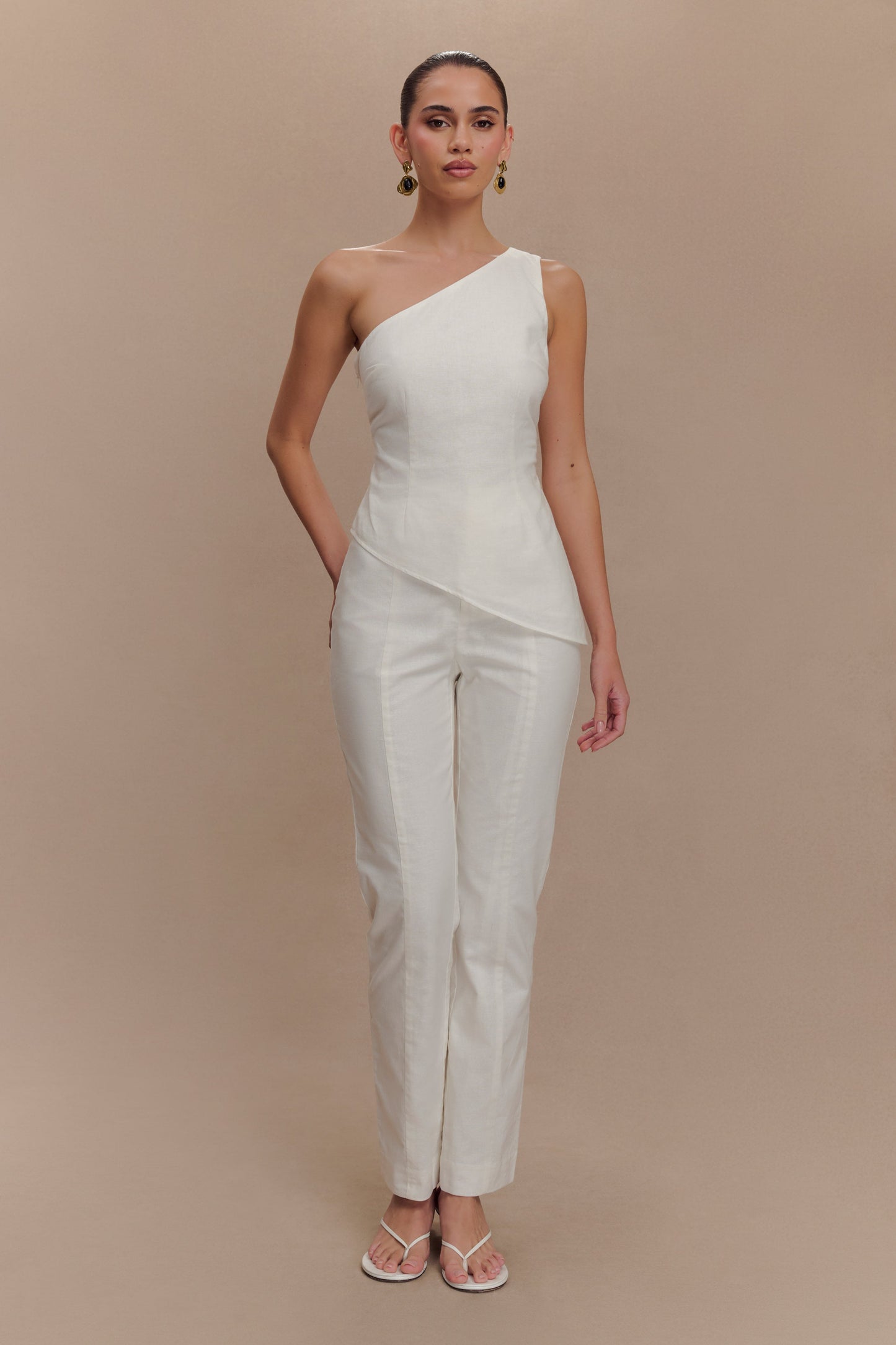 Pantalon droit en lin Dora - Ivoire