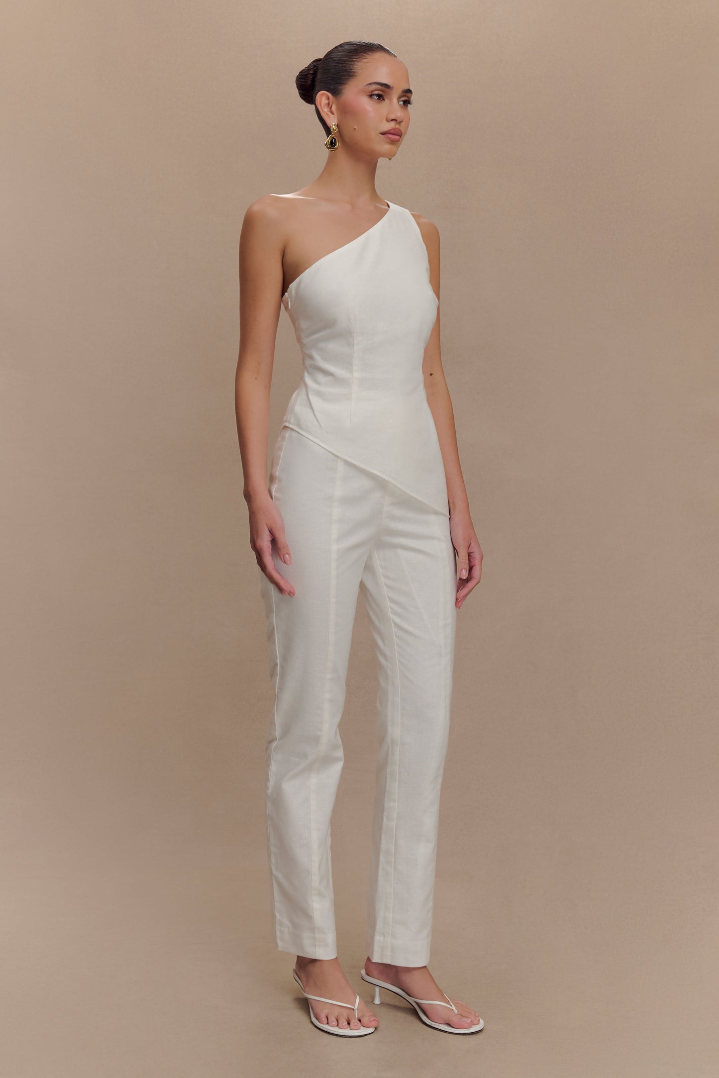 Pantalon droit en lin Dora - Ivoire