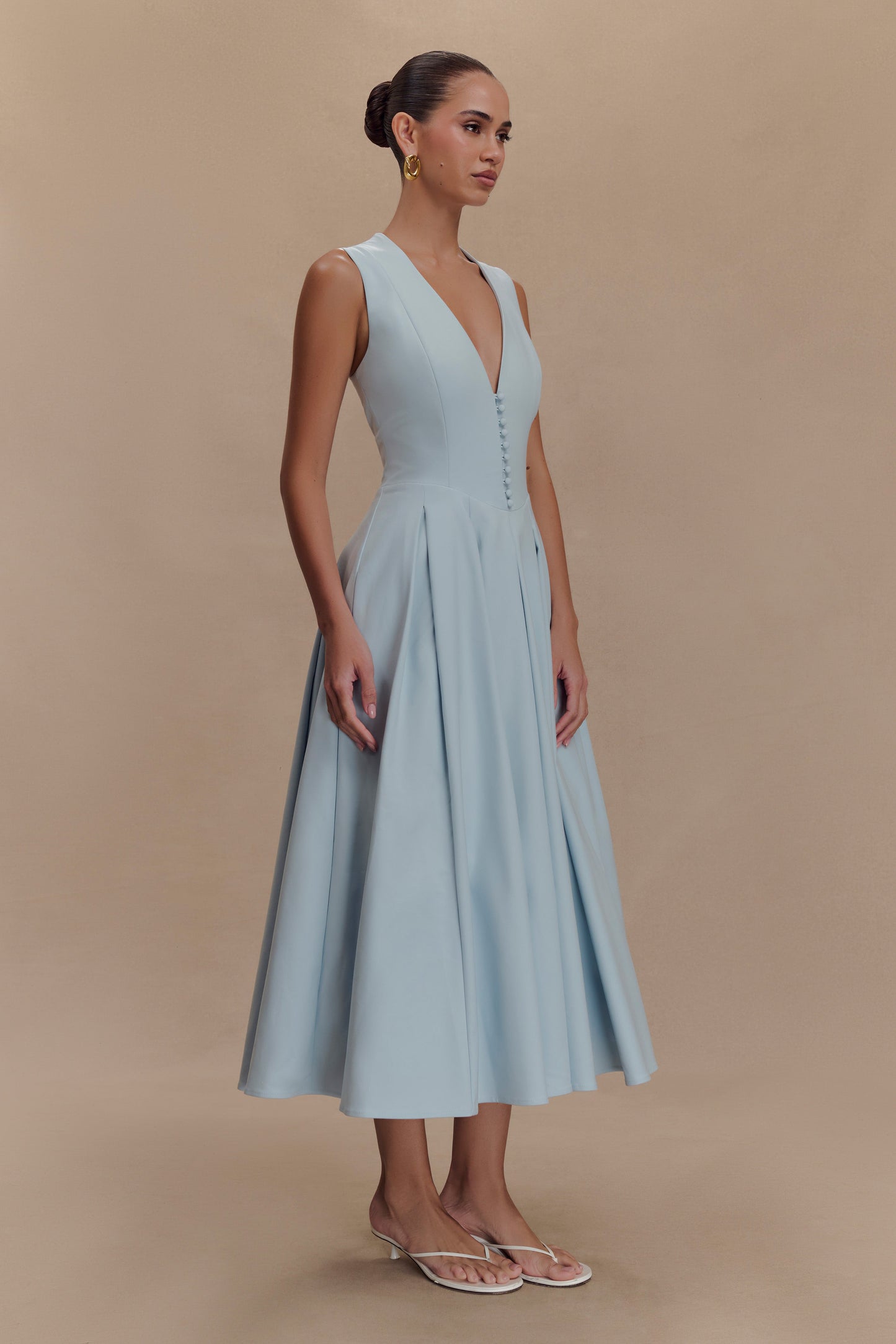 Robe midi sans manches en coton Keely - Bleu ciel