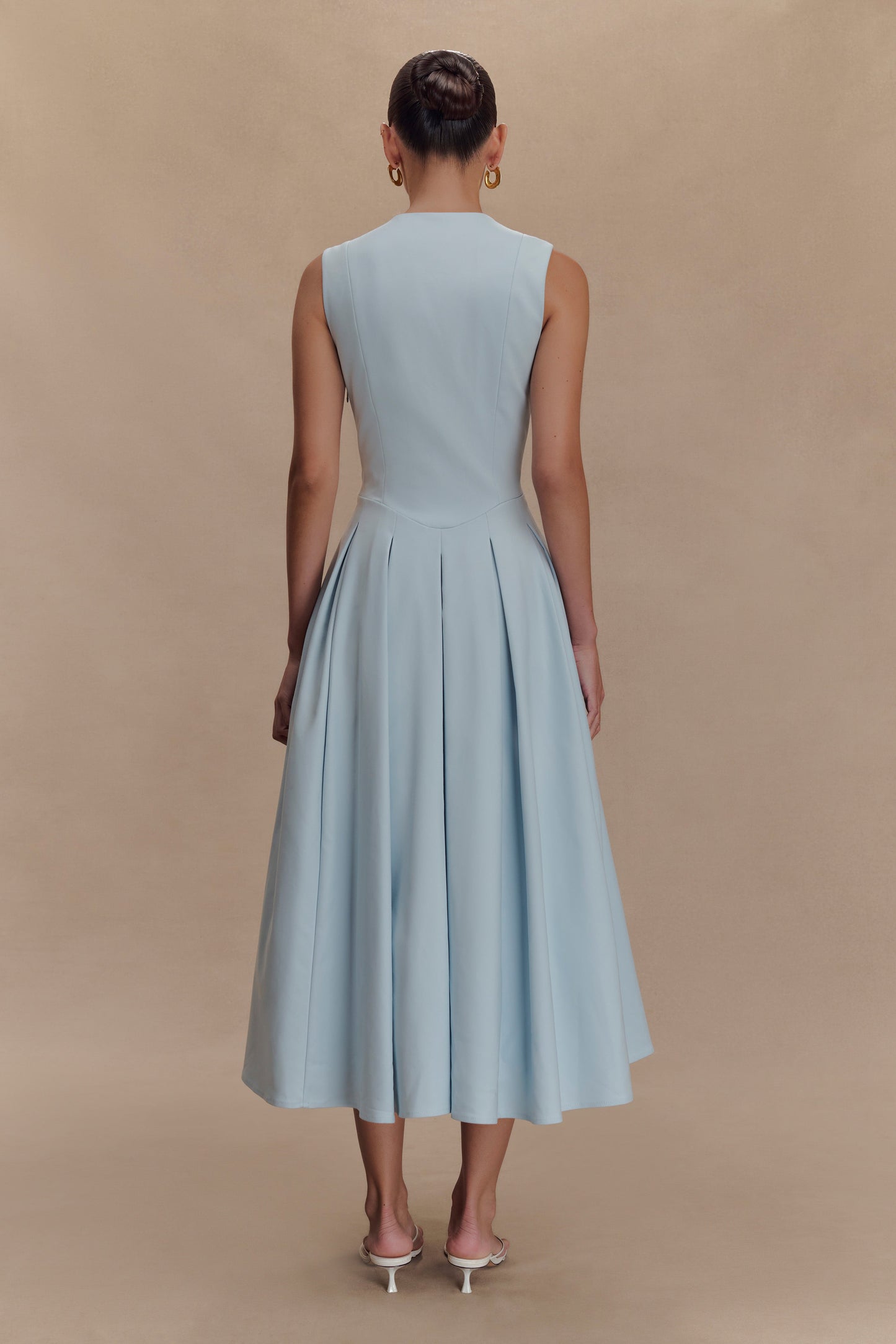 Robe midi sans manches en coton Keely - Bleu ciel