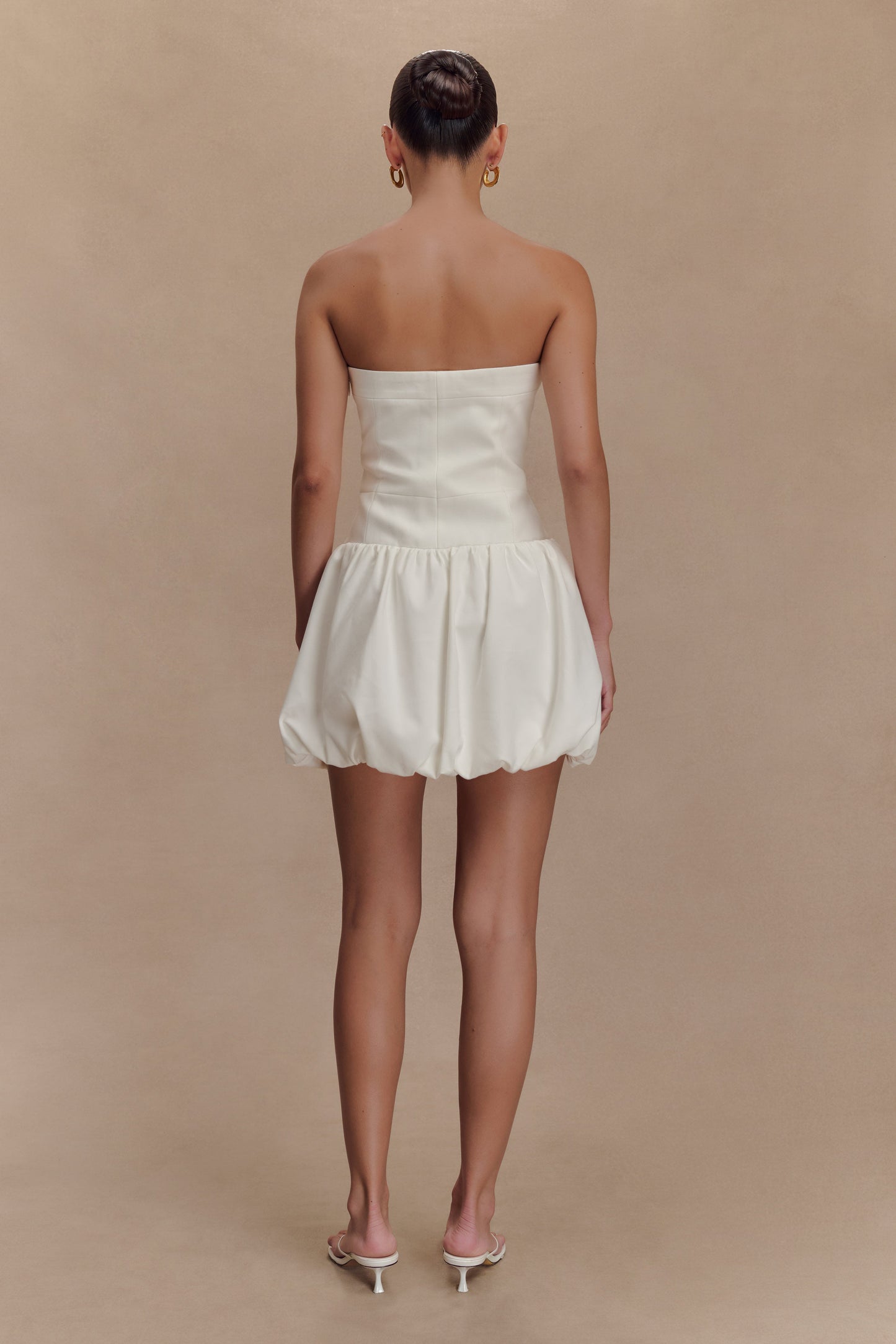 Robe mini trapueuse sans bretelles Clementina - Blanche