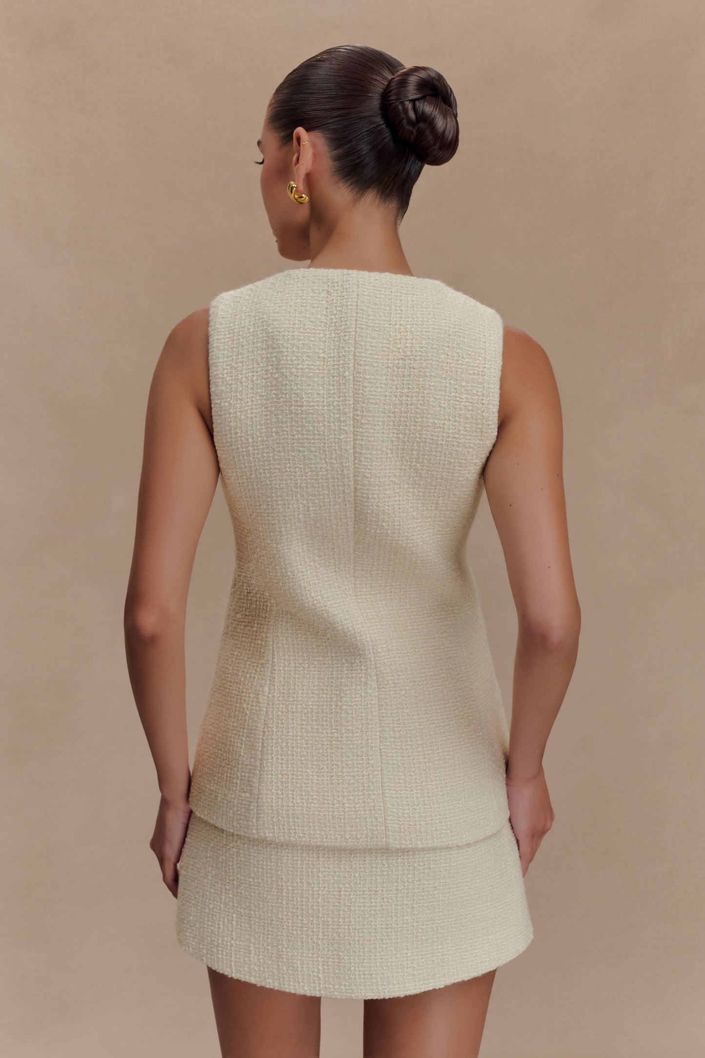 Gilet sans manches Camilla en bouclette - Ivoire