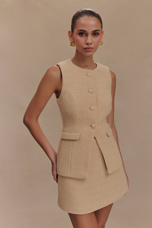 Gilet sans manches Camilla en bouclé - Taupe clair