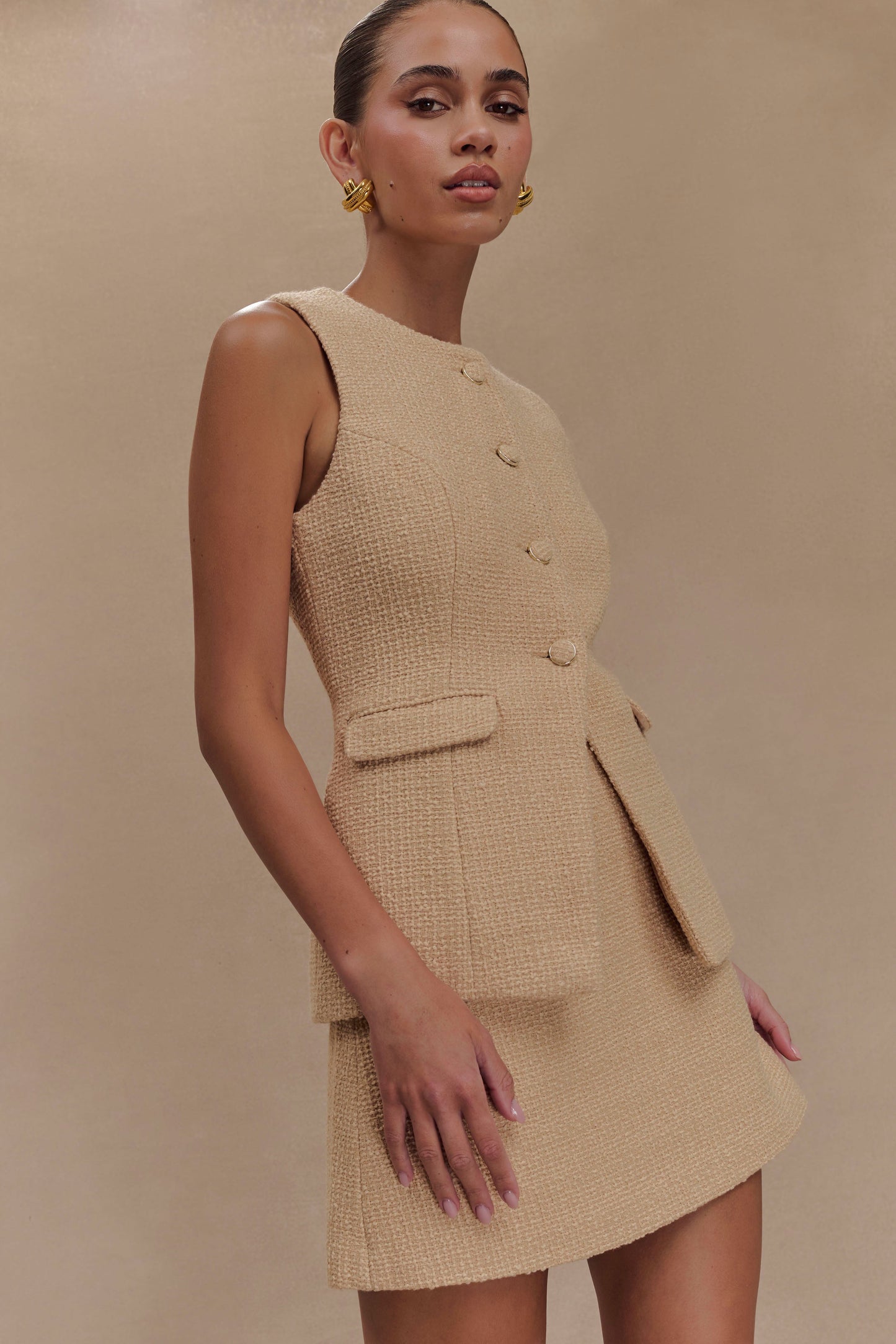 Jupe mini bouclée Camilla - Taupe clair
