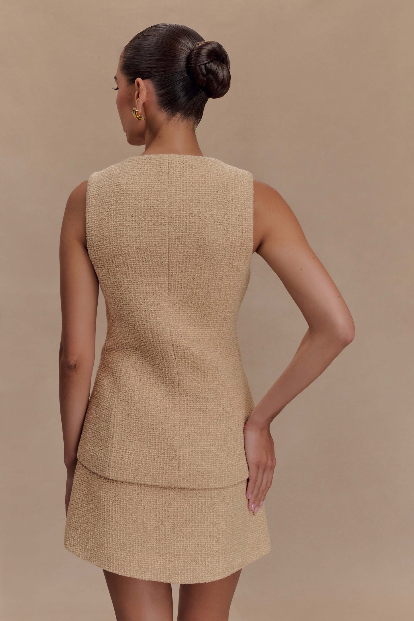 Gilet sans manches Camilla en bouclé - Taupe clair
