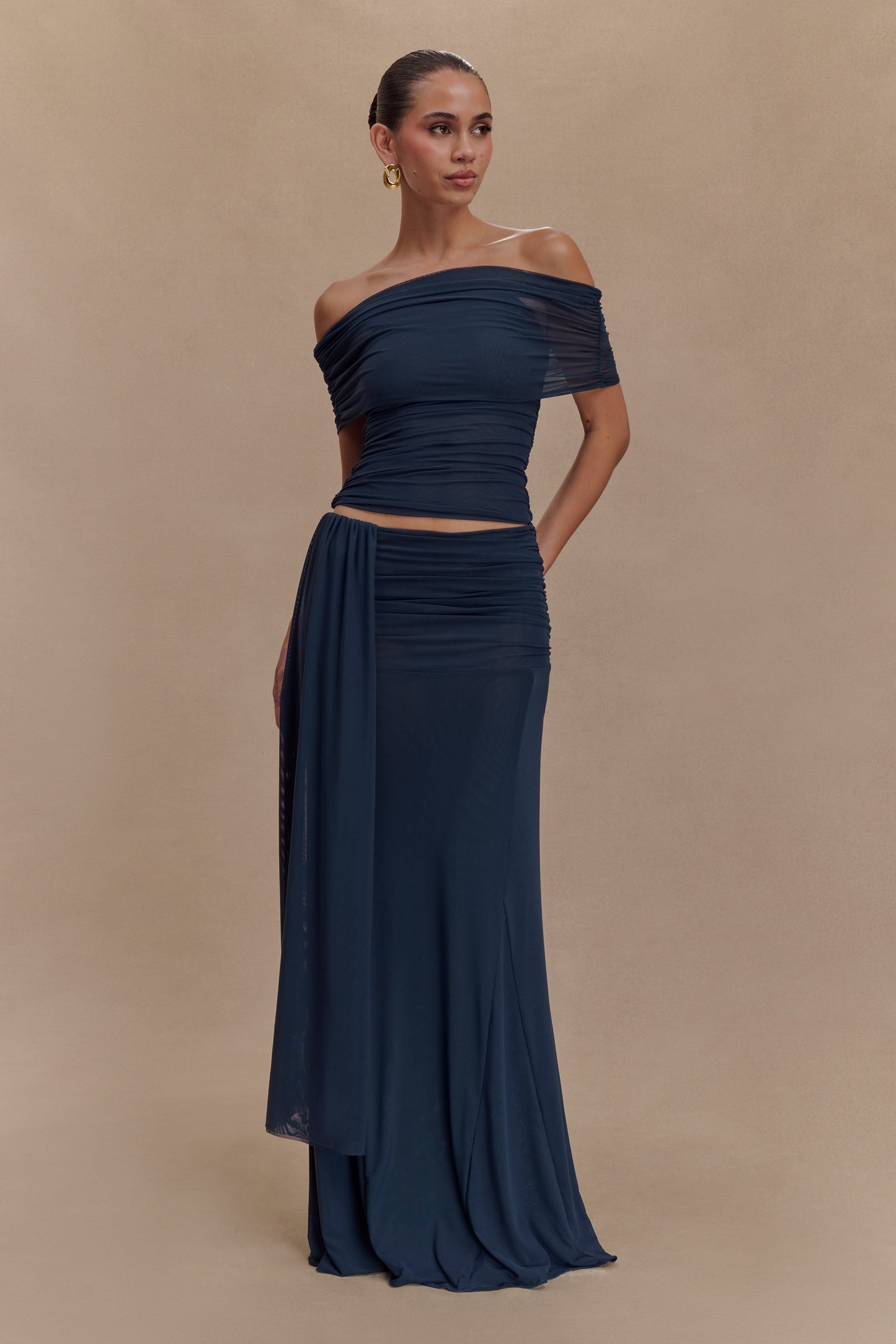 Jupe Maxi en Maille Arna - Bleu Nuit
