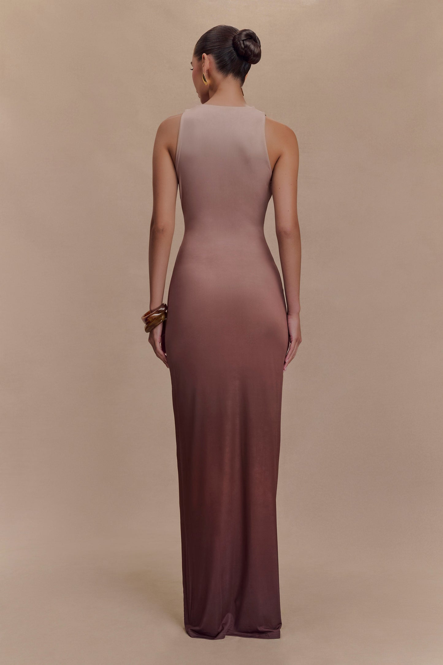 Robe Maxi Stella à drapage et matière fluide - Ombre Mocha