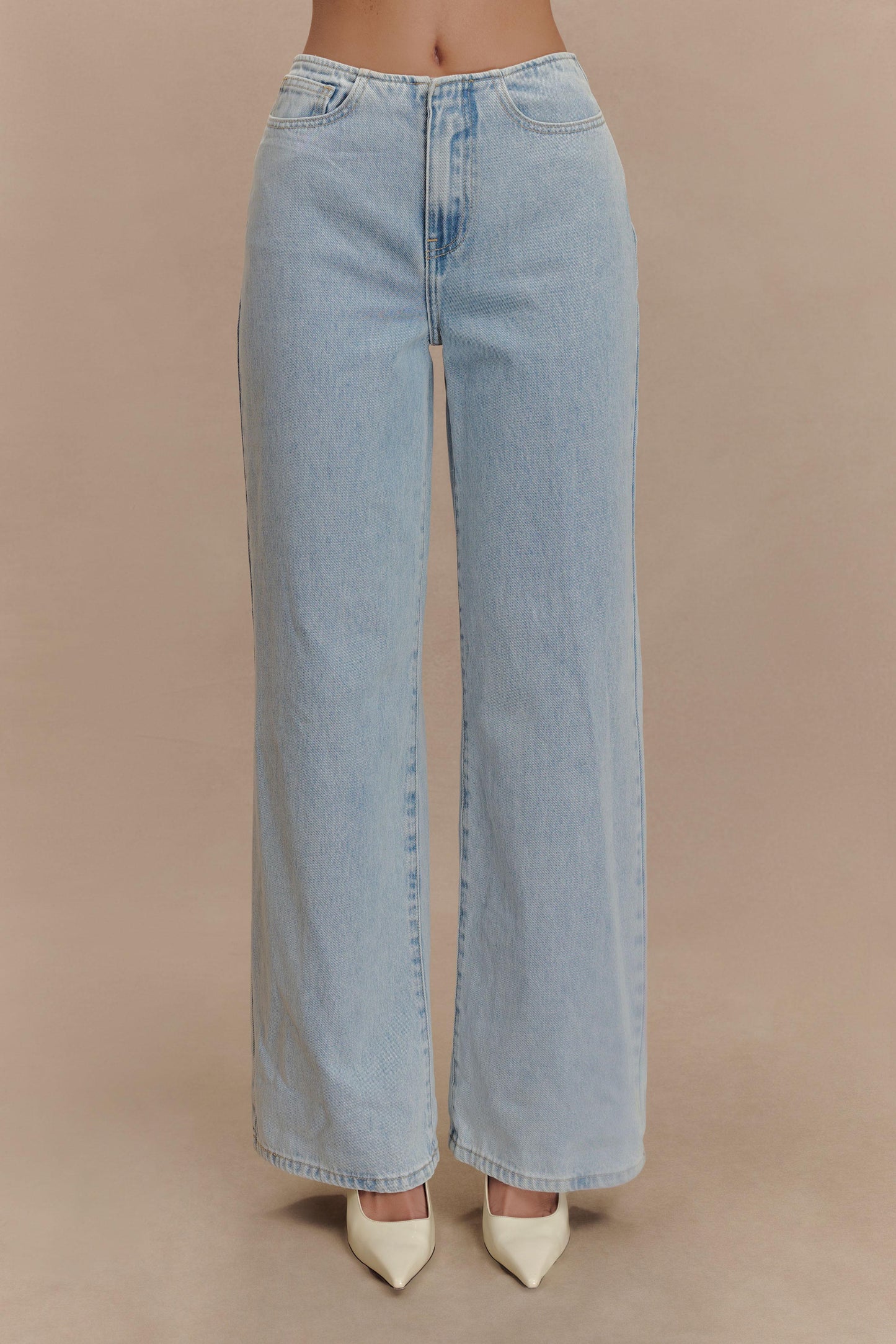 Jeans en jean taille mi-hauteur Caitlin - Bleu clair