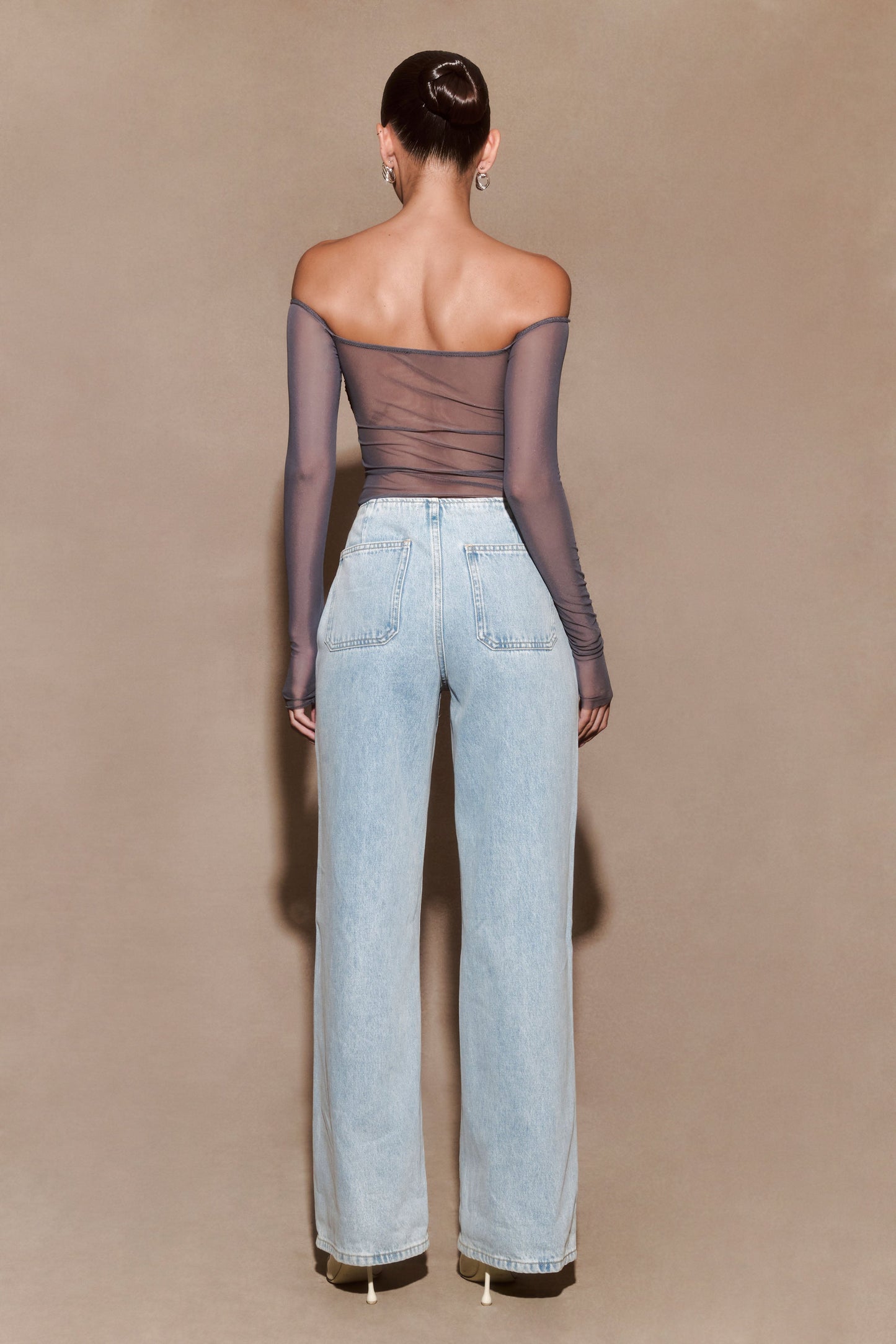 Top Garcelle Diamante à épaules dénudées - Gunmetal