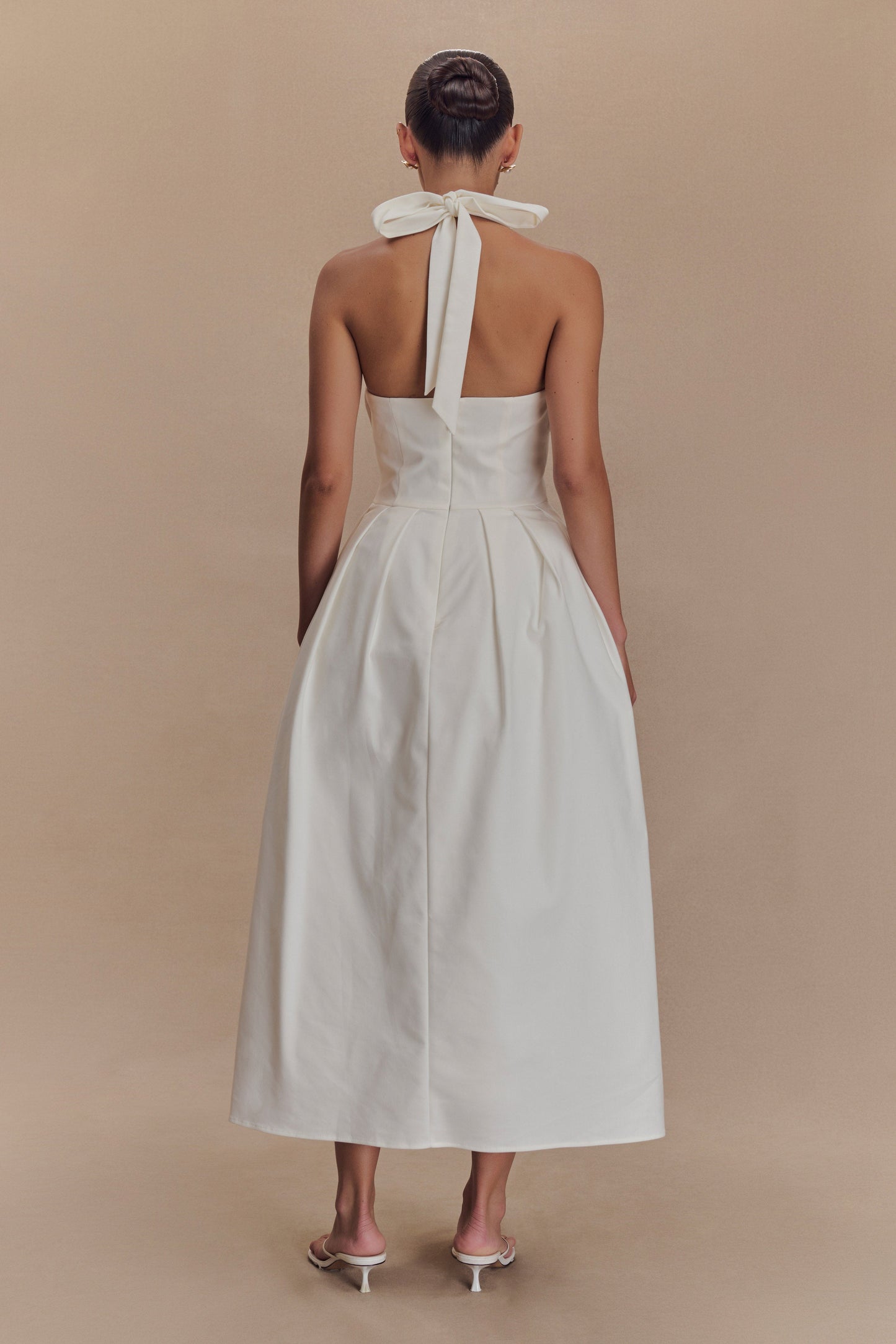 Robe midi à bretelles Candy - Blanche