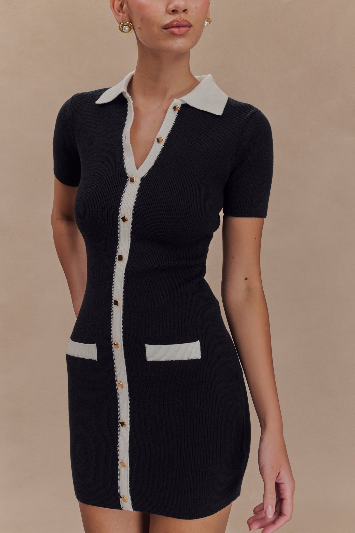 Mini-robe Seema à contraste - Noir/Blanc