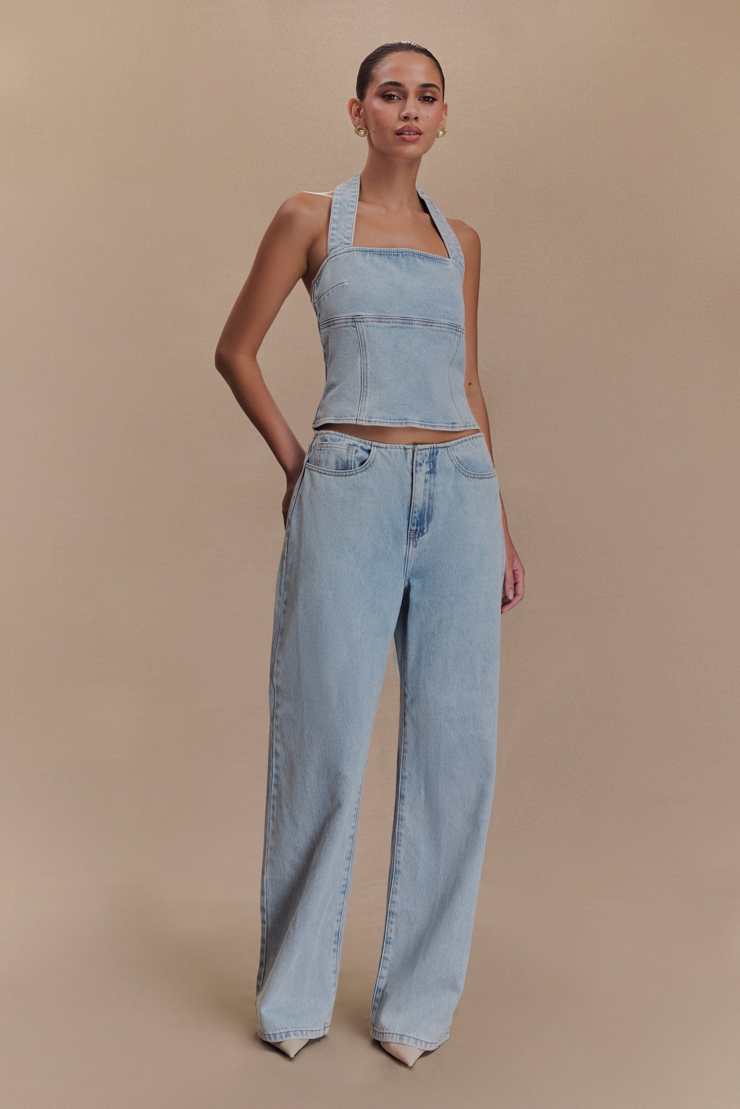 Halter en jean Dayna - Bleu clair