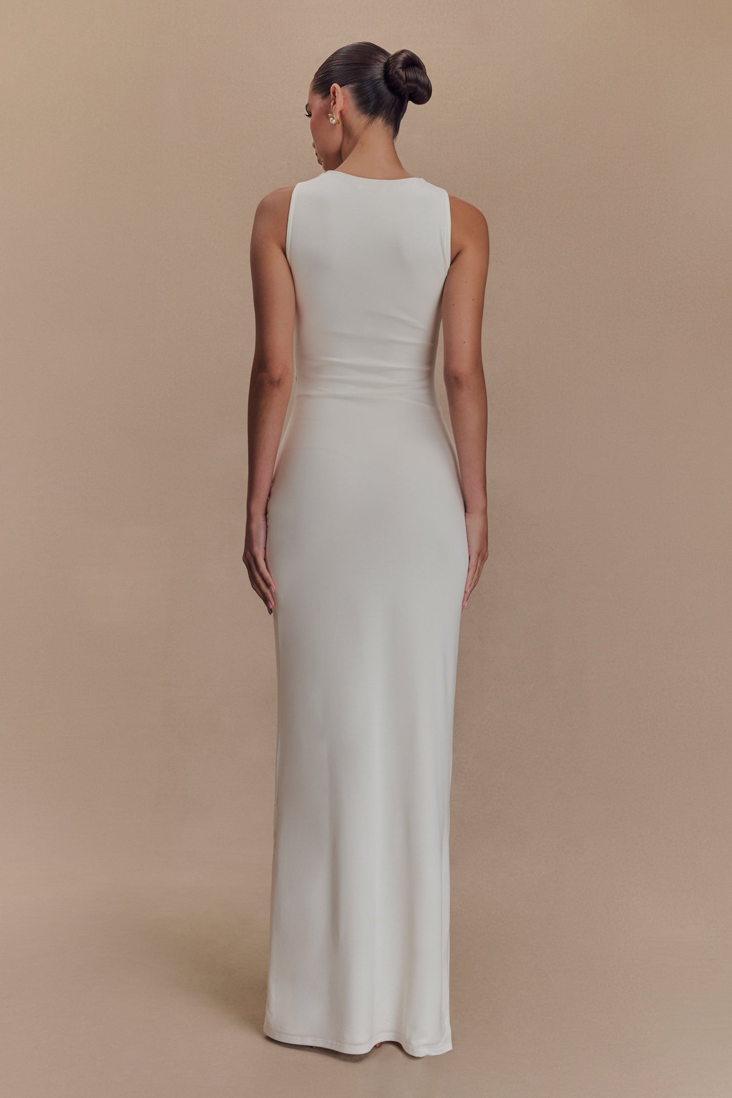 Robe maxi en jersey pêche Kassidy - Ivoire