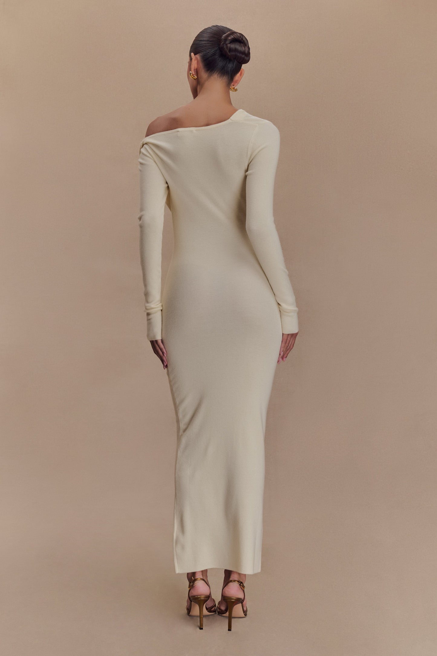 Robe mi-longue en jersey torsadé et drapé Culver - Crème