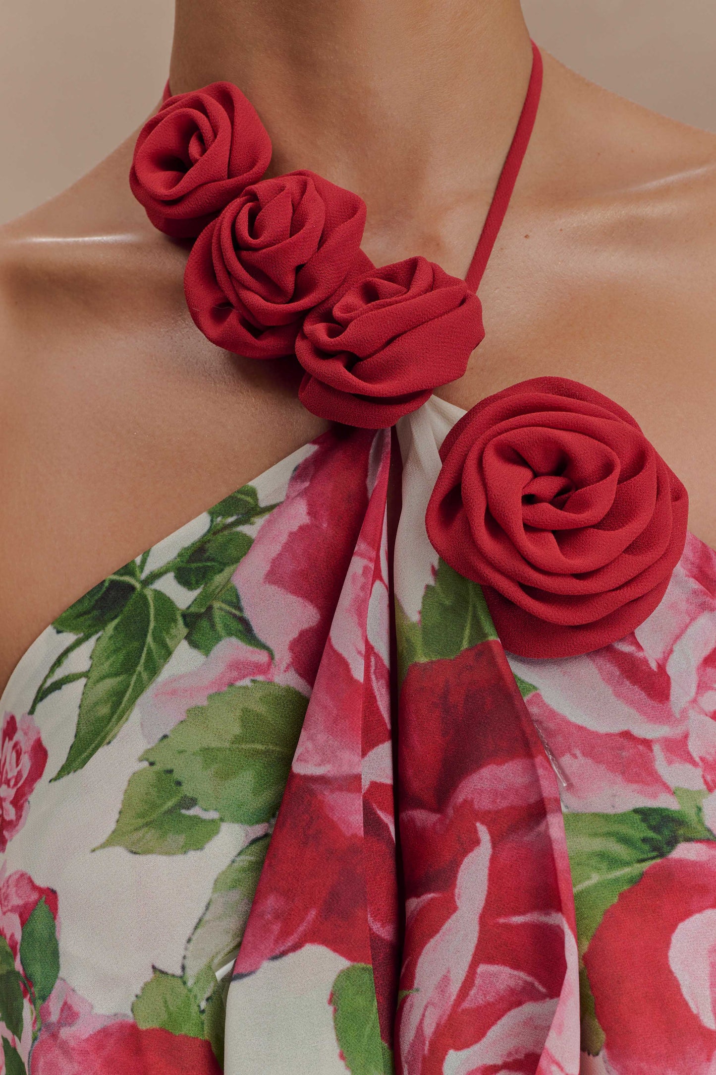 Robe Maxi Col Chandail Rosalia - Imprimé Rose Sonia