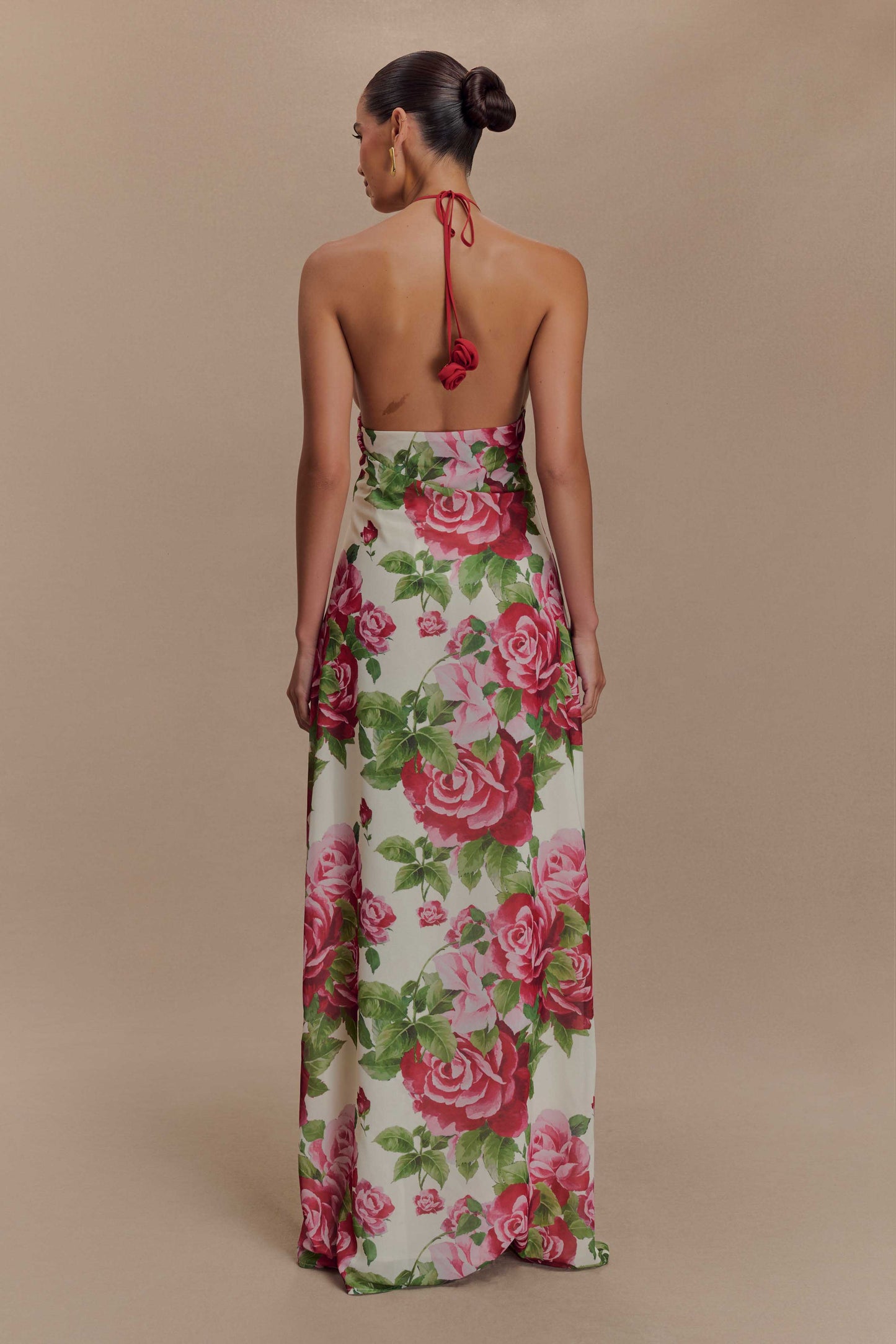 Robe Maxi Col Chandail Rosalia - Imprimé Rose Sonia