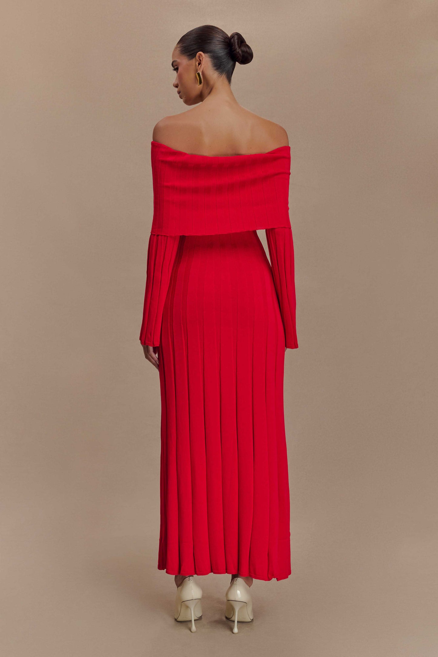 Robe mi-longue en jersey à manches longues Alonza - Rouge